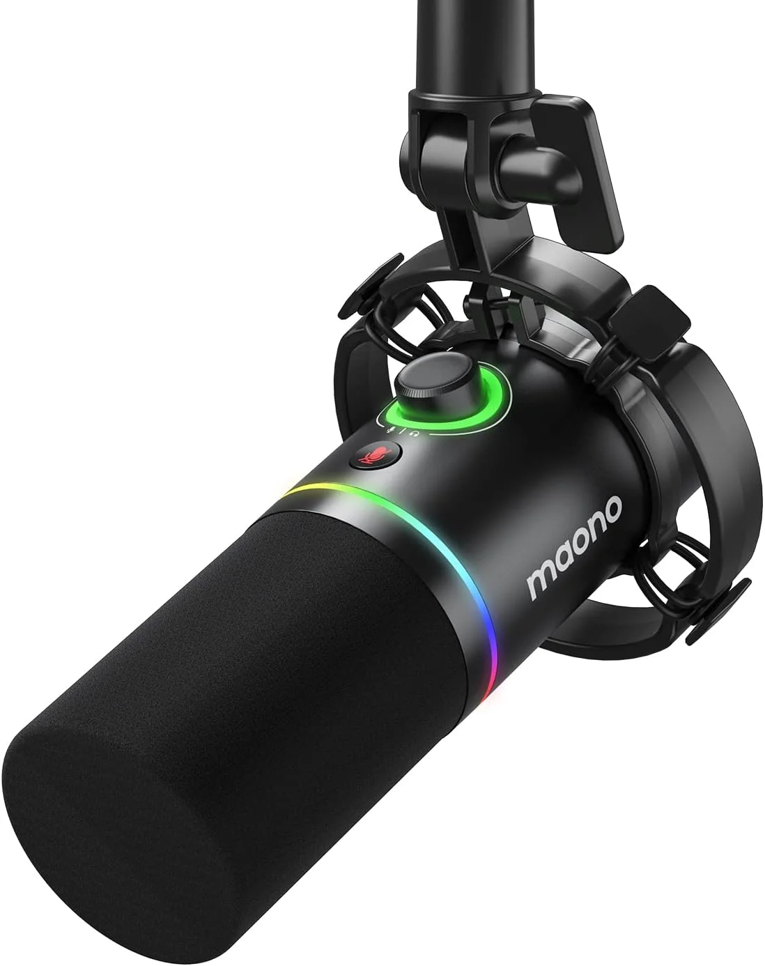 میکروفون پادکست XLR/USB برند MAONO، میکروفون دینامیک PC برای ضبط، استریمینگ، بازی و صداگذاری، میکروفون فلزی با نرم افزار، قابلیت قطع صدا با لمس، جک هدفون، دکمه تنظیم گین و کنترل صدا - PD200X
