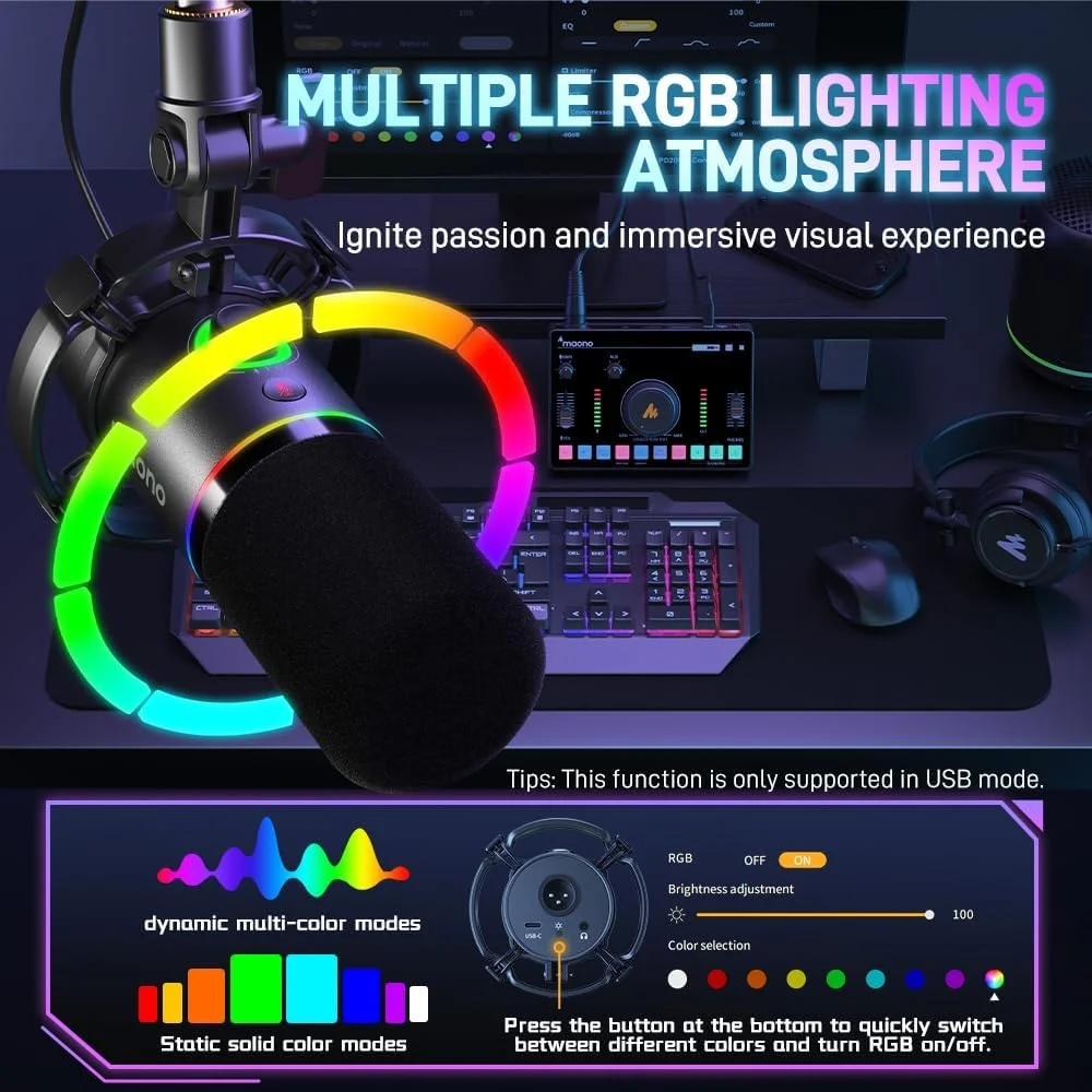 میکروفون پادکست XLR/USB برند MAONO، میکروفون دینامیک PC برای ضبط، استریمینگ، بازی و صداگذاری، میکروفون فلزی با نرم افزار، قابلیت قطع صدا با لمس، جک هدفون، دکمه تنظیم گین و کنترل صدا - PD200X میکروفون پادکست XLR/USB برند MAONO، میکروفون دینامیک PC برای ضبط، استریمینگ، بازی و صداگذاری، میکروفون فلزی با نرم افزار، قابلیت قطع صدا با لمس، جک هدفون، دکمه تنظیم گین و کنترل صدا - PD200X
