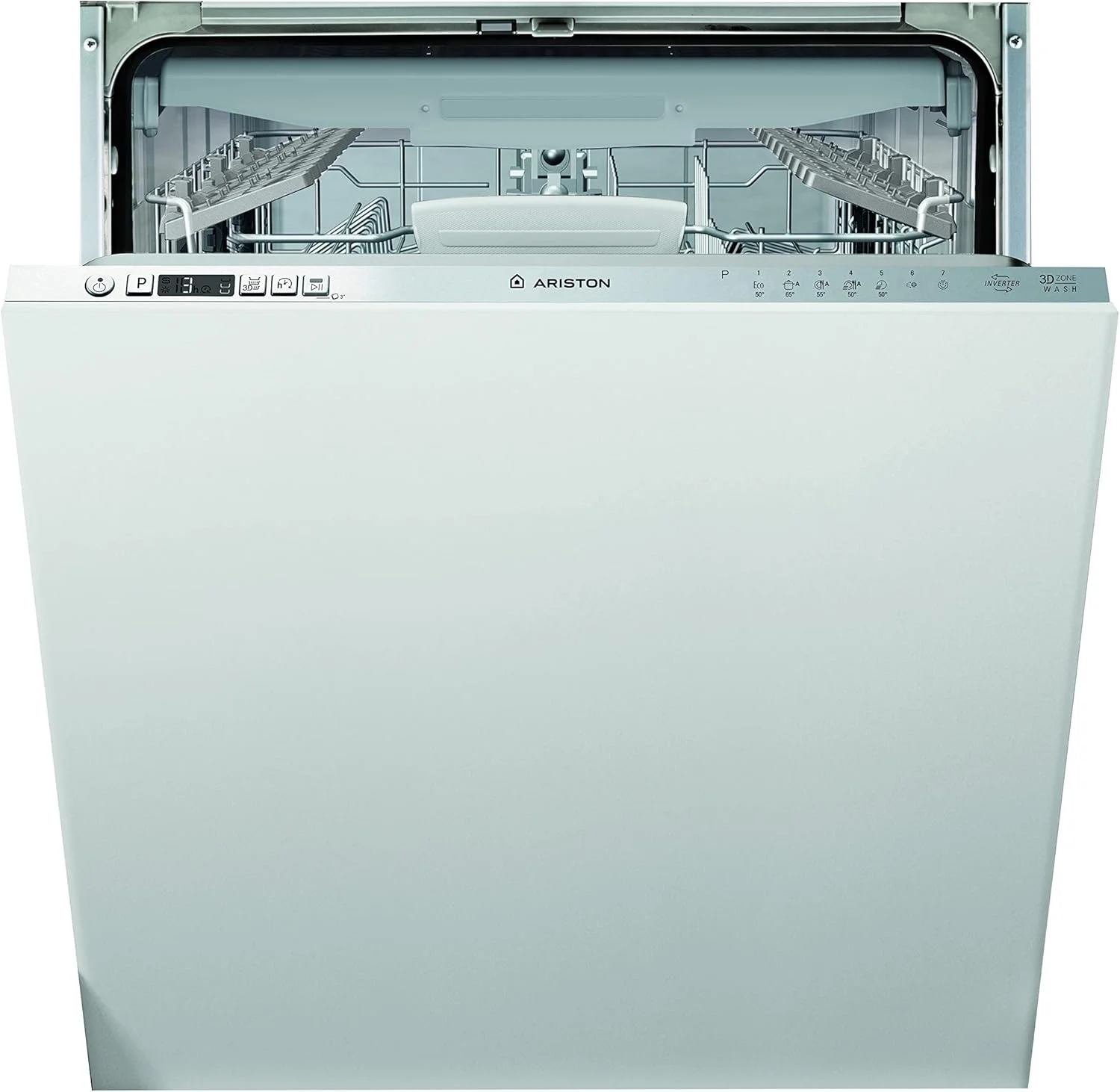 ماشین ظرفشویی توکار آریستون 60 سانتی متری کاملا یکپارچه، 14 نفره و 7 برنامه، 3 سبد، موتور اینورتر با شستشوی سریع و شستشوی سه بعدی منطقه ای، ماشین ظرفشویی بی صدا، ساخت لهستان، مدل LIC3C26WF