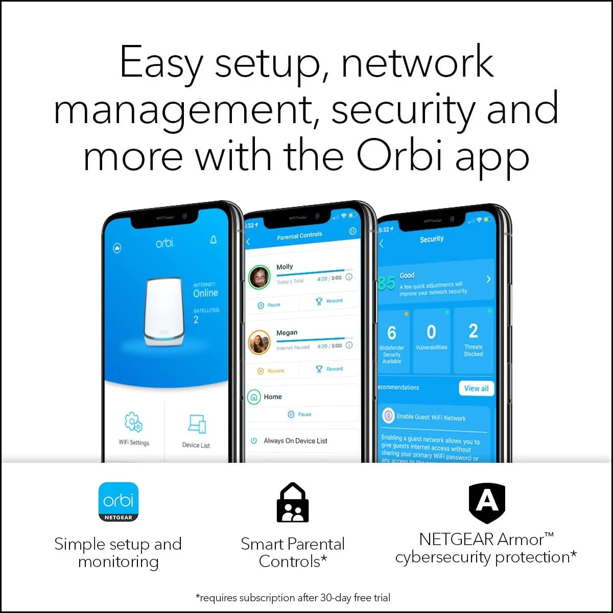 سیستم وای فای 6 مش تری-باند خانگی Netgear Rbk852 Orbi - سفید سیستم وای فای 6 مش تری-باند خانگی Netgear Rbk852 Orbi - سفید