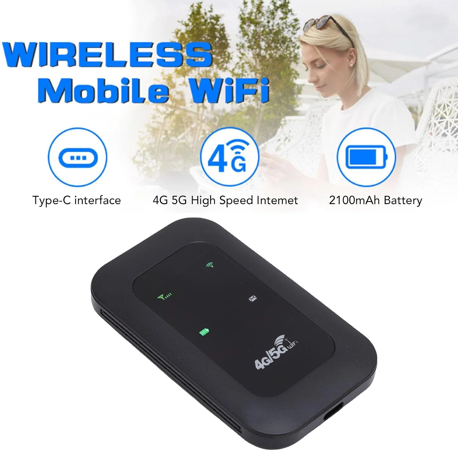 مودم وای فای همراه 4G 5G LTE برای مسافرت، روتر قابل حمل پرسرعت 300 مگابیت بر ثانیه، پشتیبانی از 10 دستگاه، درگاه سیم کارت، نمایشگر LED رنگی، باتری 3200 میلی آمپر ساعتی برای کار و سفر مودم وای فای همراه 4G 5G LTE برای مسافرت، روتر قابل حمل پرسرعت 300 مگابیت بر ثانیه، پشتیبانی از 10 دستگاه، درگاه سیم کارت، نمایشگر LED رنگی، باتری 3200 میلی آمپر ساعتی برای کار و سفر