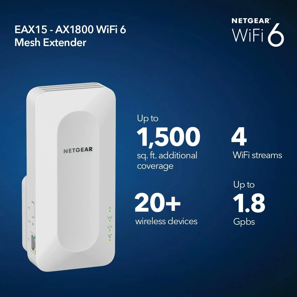 تقویت کننده وای فای مش دو بانده NETGEAR EAX15-100NAR AX1800 با قابلیت اتصال به دیوار - بازسازی شده تایید شده تقویت کننده وای فای مش دو بانده NETGEAR EAX15-100NAR AX1800 با قابلیت اتصال به دیوار - بازسازی شده تایید شده