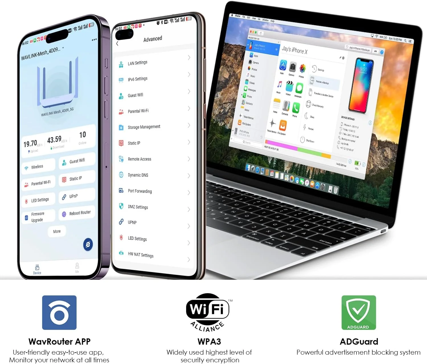 روتر مش وای فای 6 WAVLINK AX6000 با پورت 2.5G، روتر اینترنت بی سیم گیگابیتی 2025 6.0 گیگابیت بر ثانیه، پوشش 1,700 فوت مربع، 8 آنتن با بهره بالا، OpenVPN، WPA3، کنترل والدین، QoS روتر مش وای فای 6 WAVLINK AX6000 با پورت 2.5G، روتر اینترنت بی سیم گیگابیتی 2025 6.0 گیگابیت بر ثانیه، پوشش 1,700 فوت مربع، 8 آنتن با بهره بالا، OpenVPN، WPA3، کنترل والدین، QoS