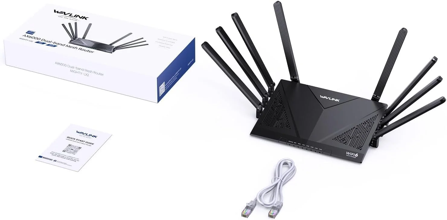 روتر مش وای فای 6 WAVLINK AX6000 با پورت 2.5G، روتر اینترنت بی سیم گیگابیتی 2025 6.0 گیگابیت بر ثانیه، پوشش 1,700 فوت مربع، 8 آنتن با بهره بالا، OpenVPN، WPA3، کنترل والدین، QoS روتر مش وای فای 6 WAVLINK AX6000 با پورت 2.5G، روتر اینترنت بی سیم گیگابیتی 2025 6.0 گیگابیت بر ثانیه، پوشش 1,700 فوت مربع، 8 آنتن با بهره بالا، OpenVPN، WPA3، کنترل والدین، QoS