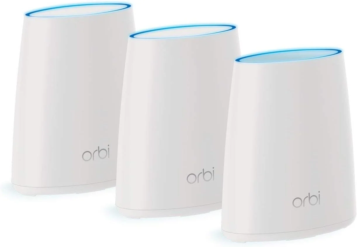 سیستم وای فای مش خانگی NETGEAR Orbi – بسته 3 عددی شامل روتر و 2 توسعه دهنده مینی ماهواره ای مدل RBK43 (بازسازی شده)