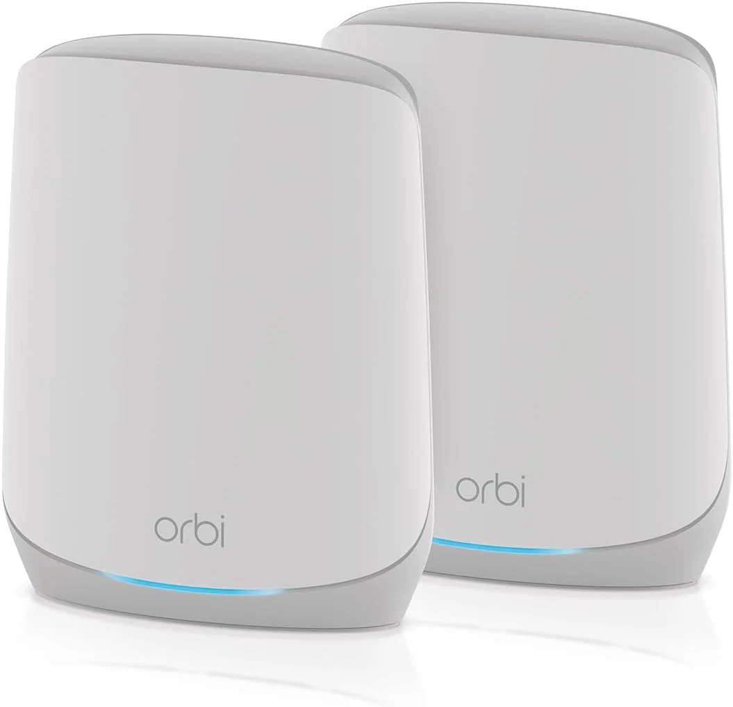 سیستم وای فای مش سه باند NETGEAR Orbi Whole Home مدل RBK762S با روتر و 1 توسعه دهنده ماهواره ای، پوشش تا 465 متر مربع، 75 دستگاه AX5400 تا 5.4 گیگابیت بر ثانیه، RBK762S-100NAS، Orbi RBK762S