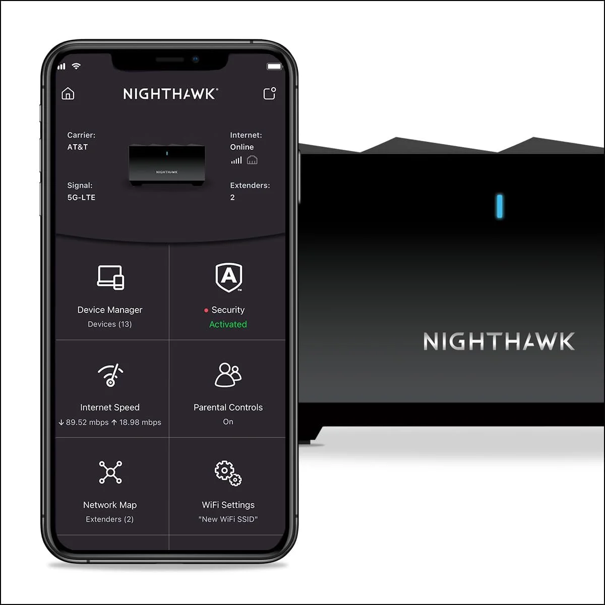 سیستم مش وای فای 6 دو بانده Netgear Nighthawk، 3 گیگابیت بر ثانیه، روتر AX3000 + 2 ماهواره با 1 سال NETGEAR Armor و کنترل های والدین هوشمند سیستم مش وای فای 6 دو بانده Netgear Nighthawk، 3 گیگابیت بر ثانیه، روتر AX3000 + 2 ماهواره با 1 سال NETGEAR Armor و کنترل های والدین هوشمند