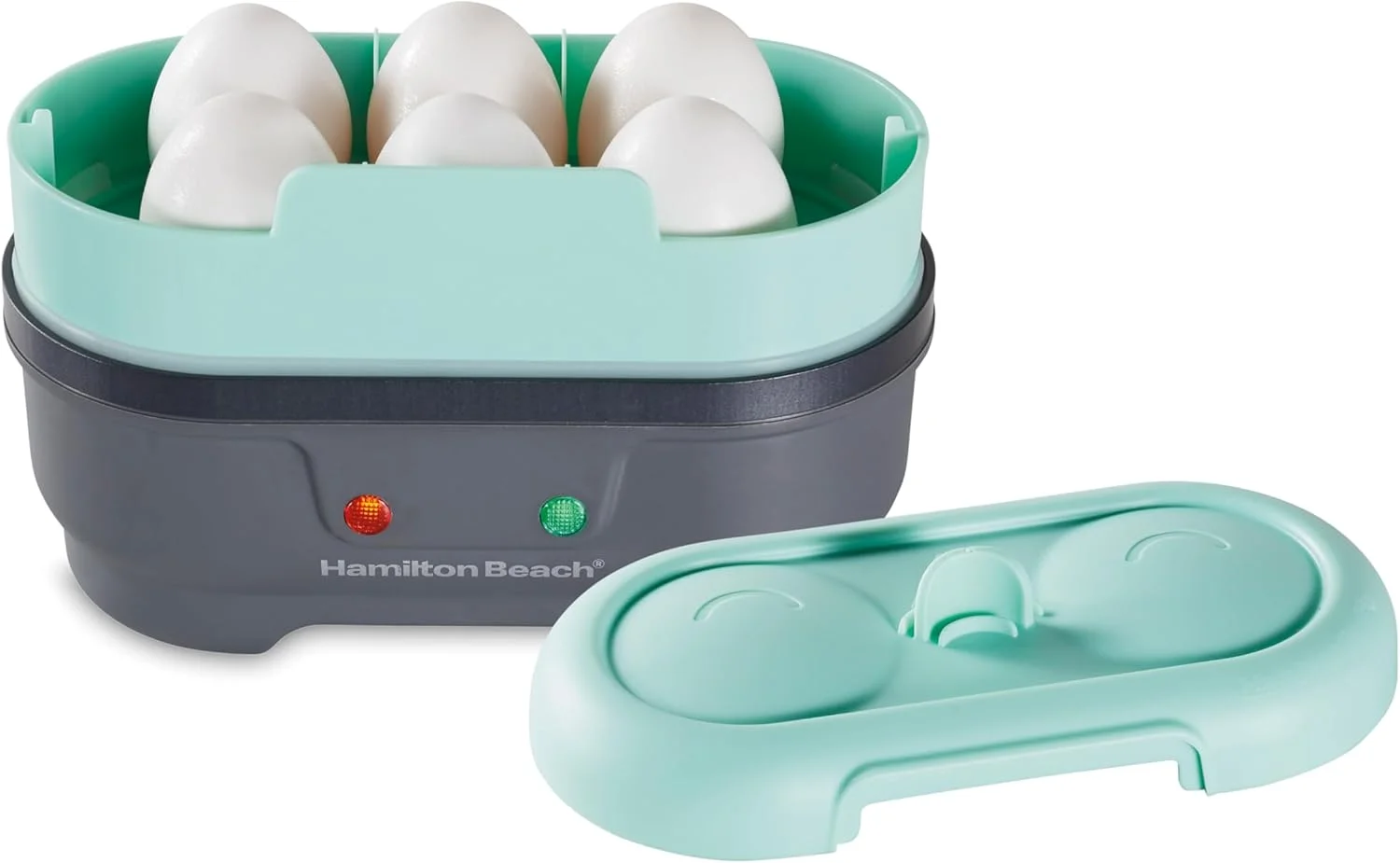 تخم مرغ پز برقی همیلتون بیچ مدل Sous Vide، پزنده تخم مرغ آب پز و نیمرو با سینی نچسب جداشدنی، تهیه 2 عدد در کمتر از 10 دقیقه، آبی فیروزه ای (25511)