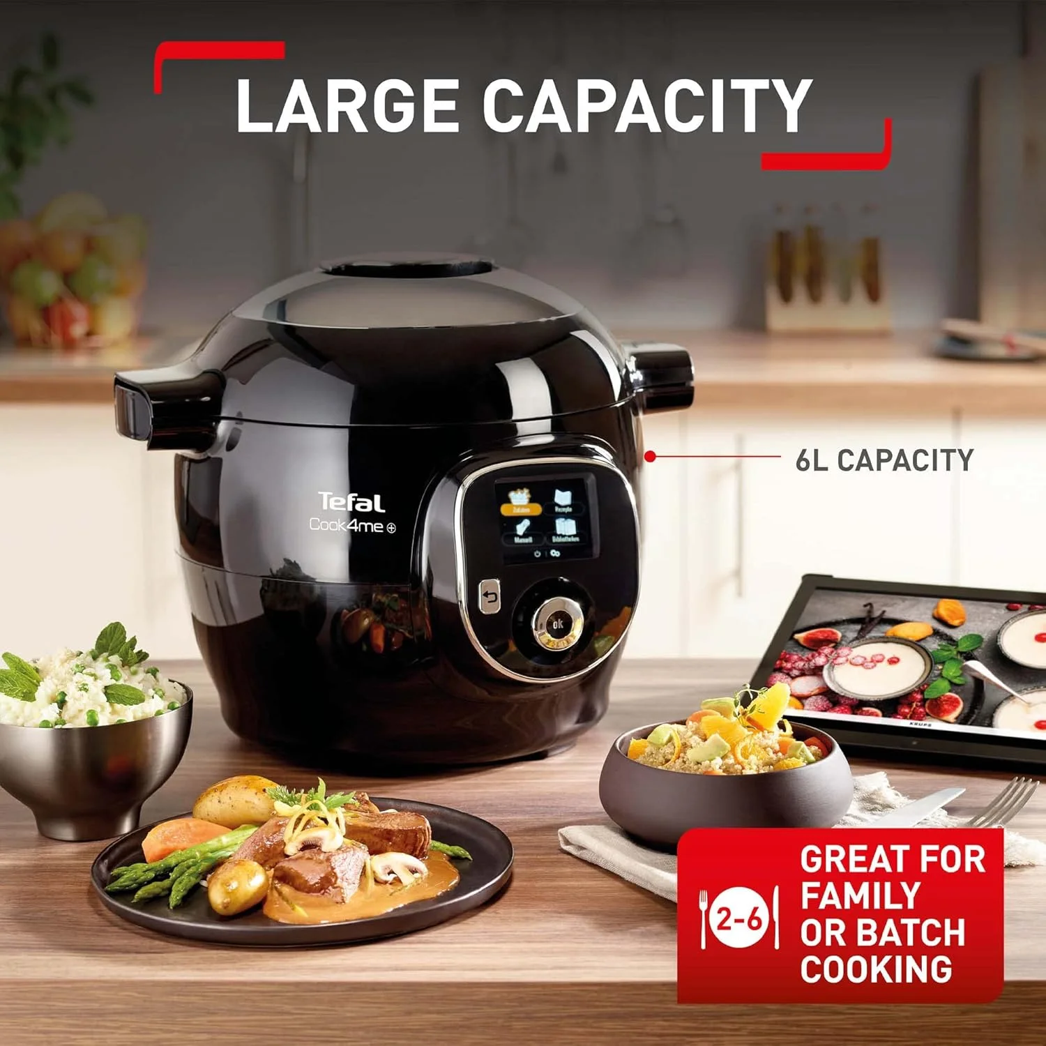 زودپز دیجیتالی چندکاره تفال Cook4Me+ مدل CY851840 - ظرفیت 6 لیتر - مشکی و استیل ضد زنگ زودپز دیجیتالی چندکاره تفال Cook4Me+ مدل CY851840 - ظرفیت 6 لیتر - مشکی و استیل ضد زنگ