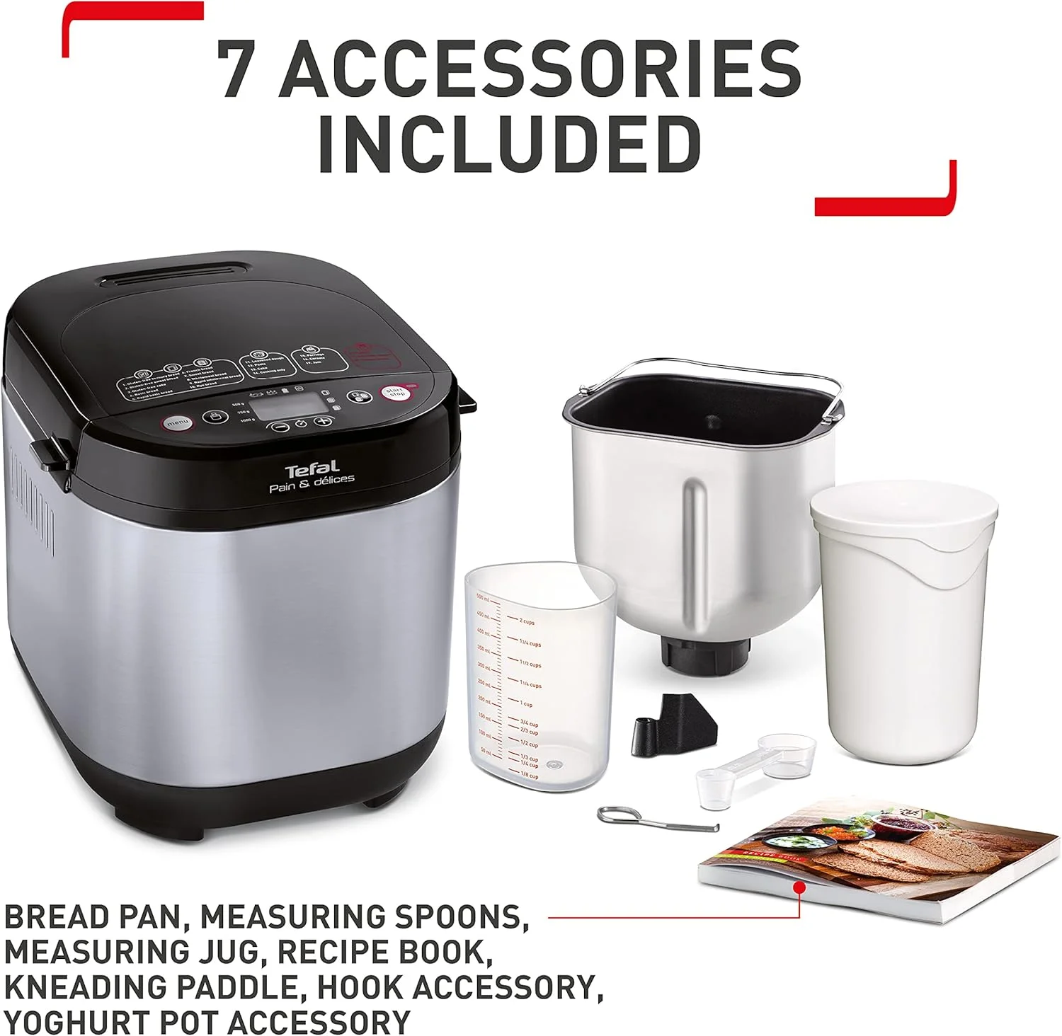 نان ساز تفال مدل Pain & Delices PF240E40 با 20 برنامه پخت، مناسب برای انواع نان، به علاوه خمیر پاستا و پیتزا نان ساز تفال مدل Pain & Delices PF240E40 با 20 برنامه پخت، مناسب برای انواع نان، به علاوه خمیر پاستا و پیتزا