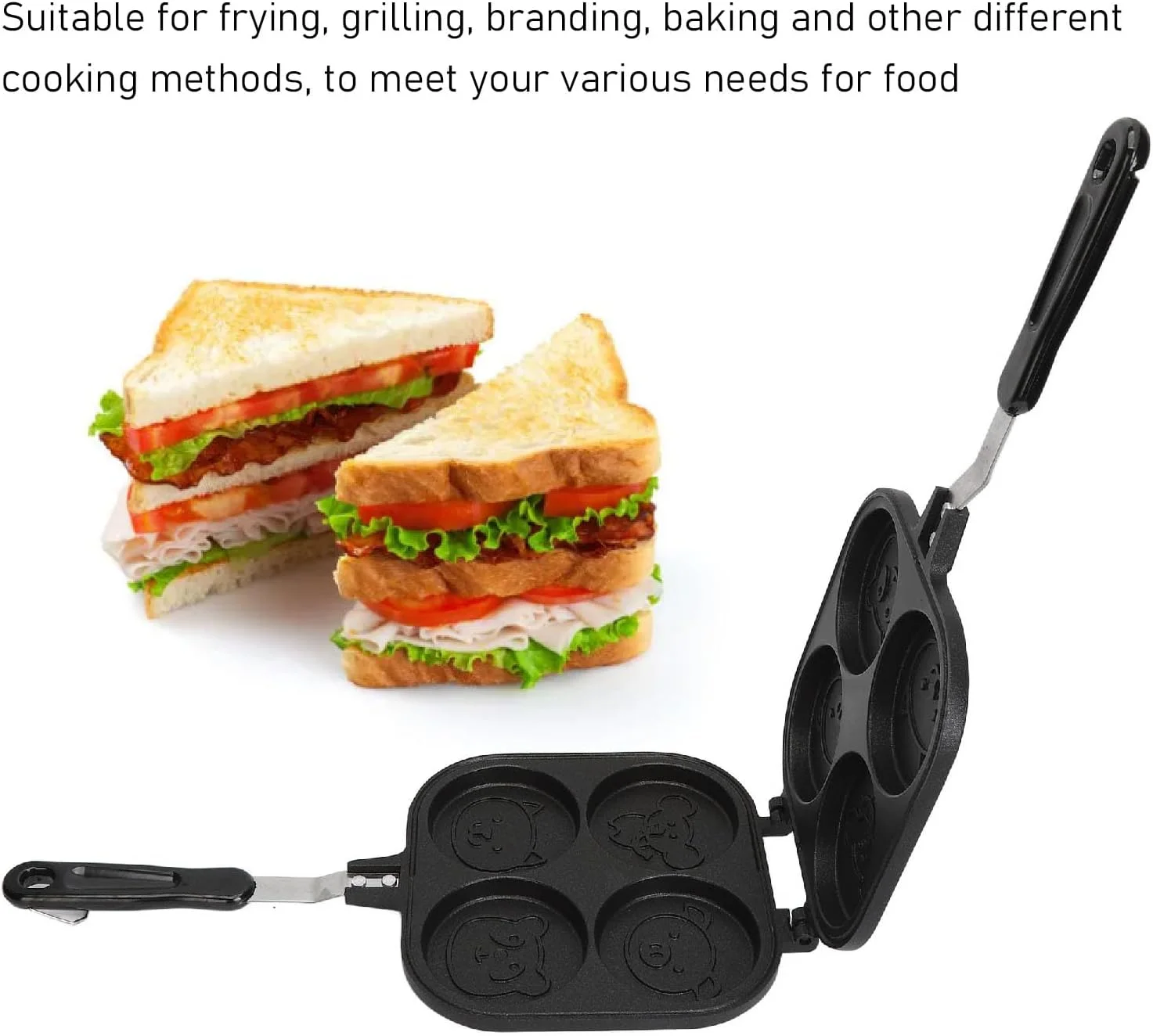 تابه تخم مرغ Cryfokt، تابه پنکیک دو طرفه، ساندویچ ساز آلیاژ آلومینیوم با پوشش نچسب، ابزار آشپزی آشپزخانه برای سرخ کردن، کباب کردن، برشته کردن و پخت تابه تخم مرغ Cryfokt، تابه پنکیک دو طرفه، ساندویچ ساز آلیاژ آلومینیوم با پوشش نچسب، ابزار آشپزی آشپزخانه برای سرخ کردن، کباب کردن، برشته کردن و پخت