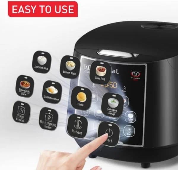 پلوپز تفال Easy Rice Max RK7378 - توان 806 وات، منطق فازی با دیگ کروی، ظرفیت 1.8 لیتر، 12 برنامه پخت و پز، مشکی پلوپز تفال Easy Rice Max RK7378 - توان 806 وات، منطق فازی با دیگ کروی، ظرفیت 1.8 لیتر، 12 برنامه پخت و پز، مشکی