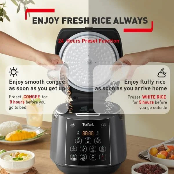 پلوپز تفال Easy Rice Plus با منطق فازی و دیگ کروی 1.8 لیتری مدل RK736B پلوپز تفال Easy Rice Plus با منطق فازی و دیگ کروی 1.8 لیتری مدل RK736B