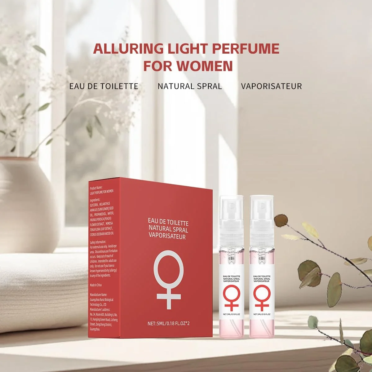 اسپری عطر فرمونی زنانه بدون الکل - رایحه هلو و میوه گل ساعتی تازه، بسته دوقلو 5 میلی لیتری (در مجموع 10 میلی لیتر) - ادو تویلت سبک با رایحه های گل ابریشم و چوب سدر برای استفاده روزانه اسپری عطر فرمونی زنانه بدون الکل - رایحه هلو و میوه گل ساعتی تازه، بسته دوقلو 5 میلی لیتری (در مجموع 10 میلی لیتر) - ادو تویلت سبک با رایحه های گل ابریشم و چوب سدر برای استفاده روزانه