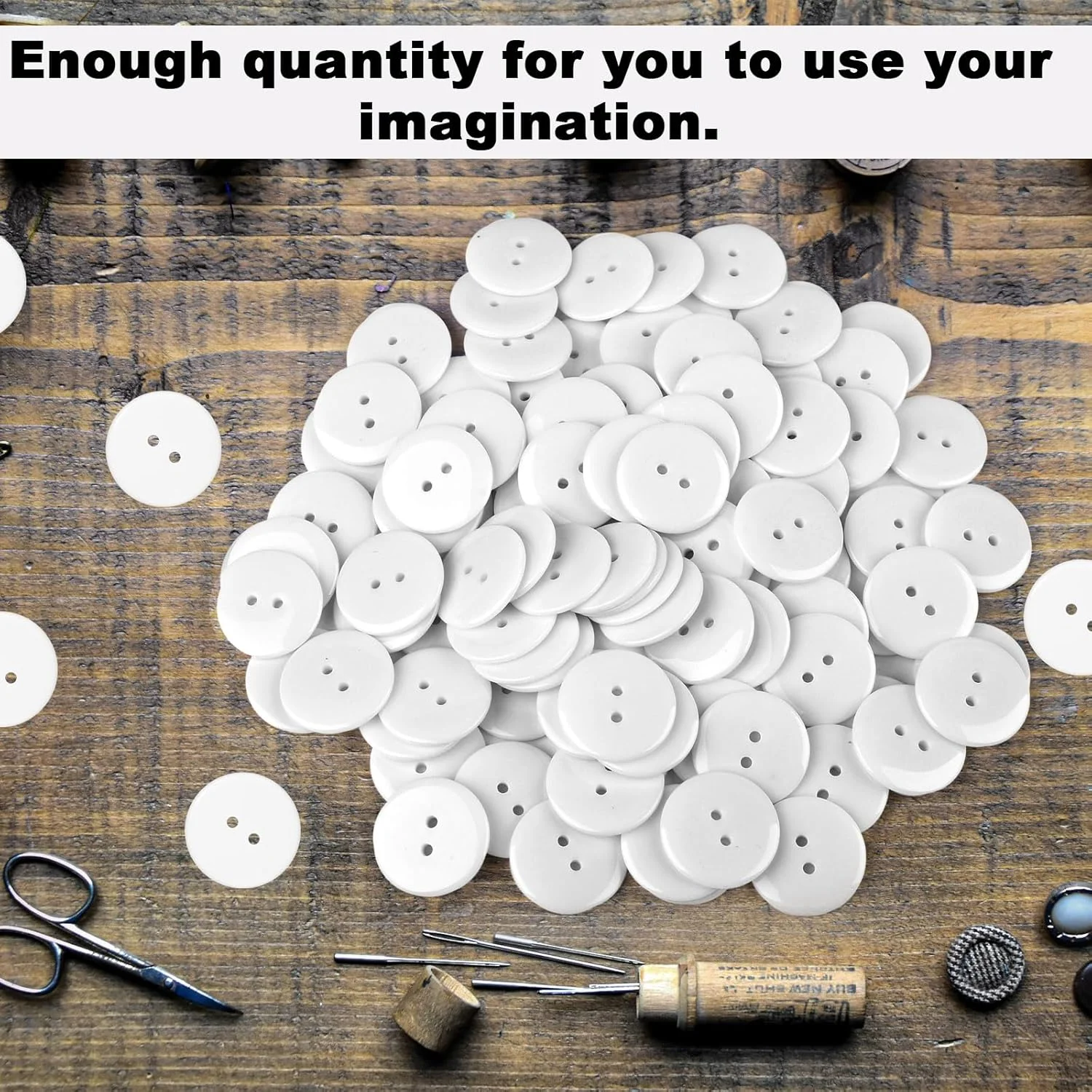 دکمه خیاطی XIHIRCD، 100 عدد دکمه رزینی سفید 1 اینچی 2 سوراخه گرد، جایگزین دکمه های لباس، لوازم خیاطی تزئینی برای صنایع دستی، پیراهن، لباس، پروژه های DIY