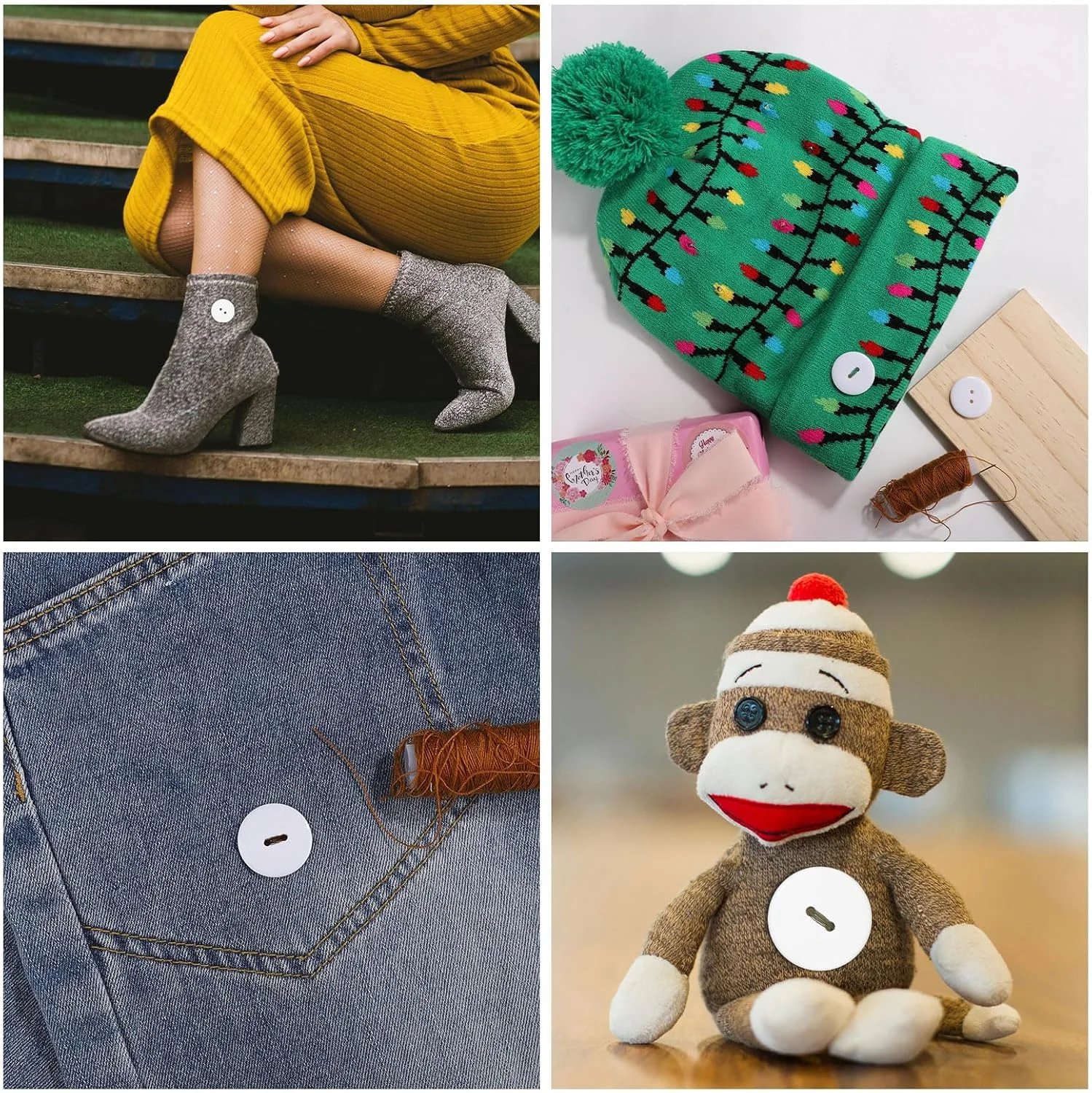 دکمه خیاطی XIHIRCD، 100 عدد دکمه رزینی سفید 1 اینچی 2 سوراخه گرد، جایگزین دکمه های لباس، لوازم خیاطی تزئینی برای صنایع دستی، پیراهن، لباس، پروژه های DIY