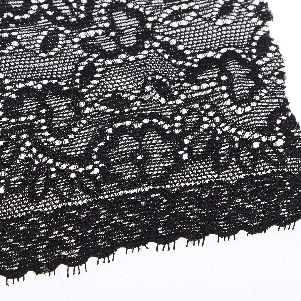 یون‌ژی دامن لباس 5 یارد نوار توری مژه تزئینی لوازم جانبی DIY لباس گل‌دار خیاطی دکوراسیون منزل لوازم لباس - مشکی، 9.5 سانتی‌متر، سایز: 25 سانتی‌متر، رنگ: سفید (رنگ: مشکی، سایز: 9.5 سانتی‌متر)