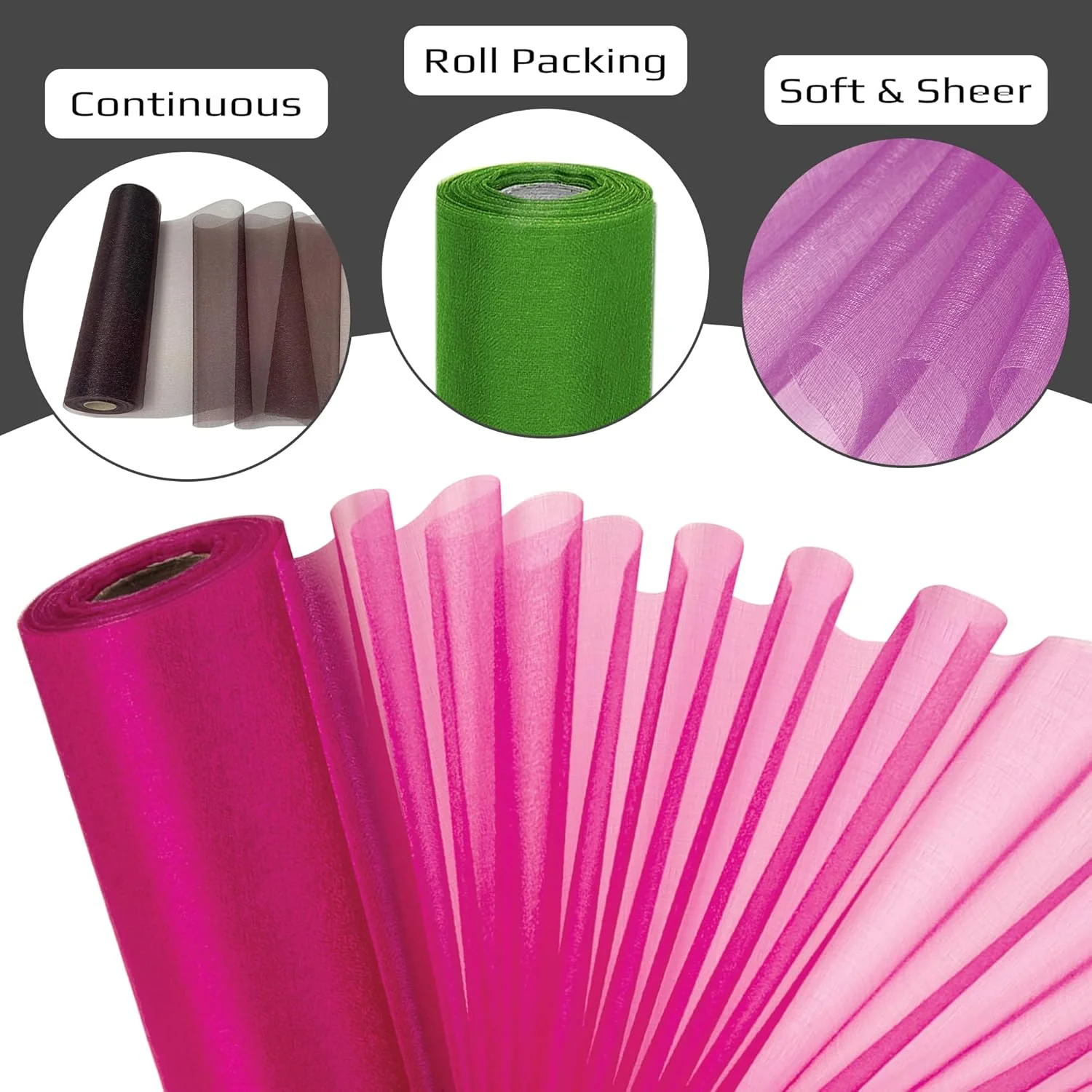 رول پارچه ارگانزا تریمینگ شاپ 29 سانتی متر در 25 متر - پارچه تزئینی زیبا برای صندلی های عروسی، رومیزی، گیفت مهمانی، لوازم صنایع دستی برای روبان، تزئینات لباس و کیف