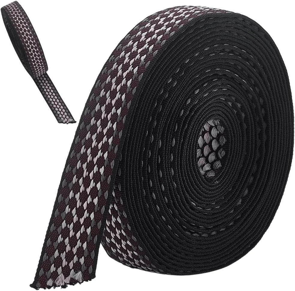 نوار پارچه‌ای طرح‌دار WEBEEDY، 10 یارد، مشکی، نوار روبان ژاکارد، عرض 3.8 سانتی‌متر، مناسب برای دسته‌های کیف، کیف پول، کلاه، لباس، خیاطی و کاردستی DIY