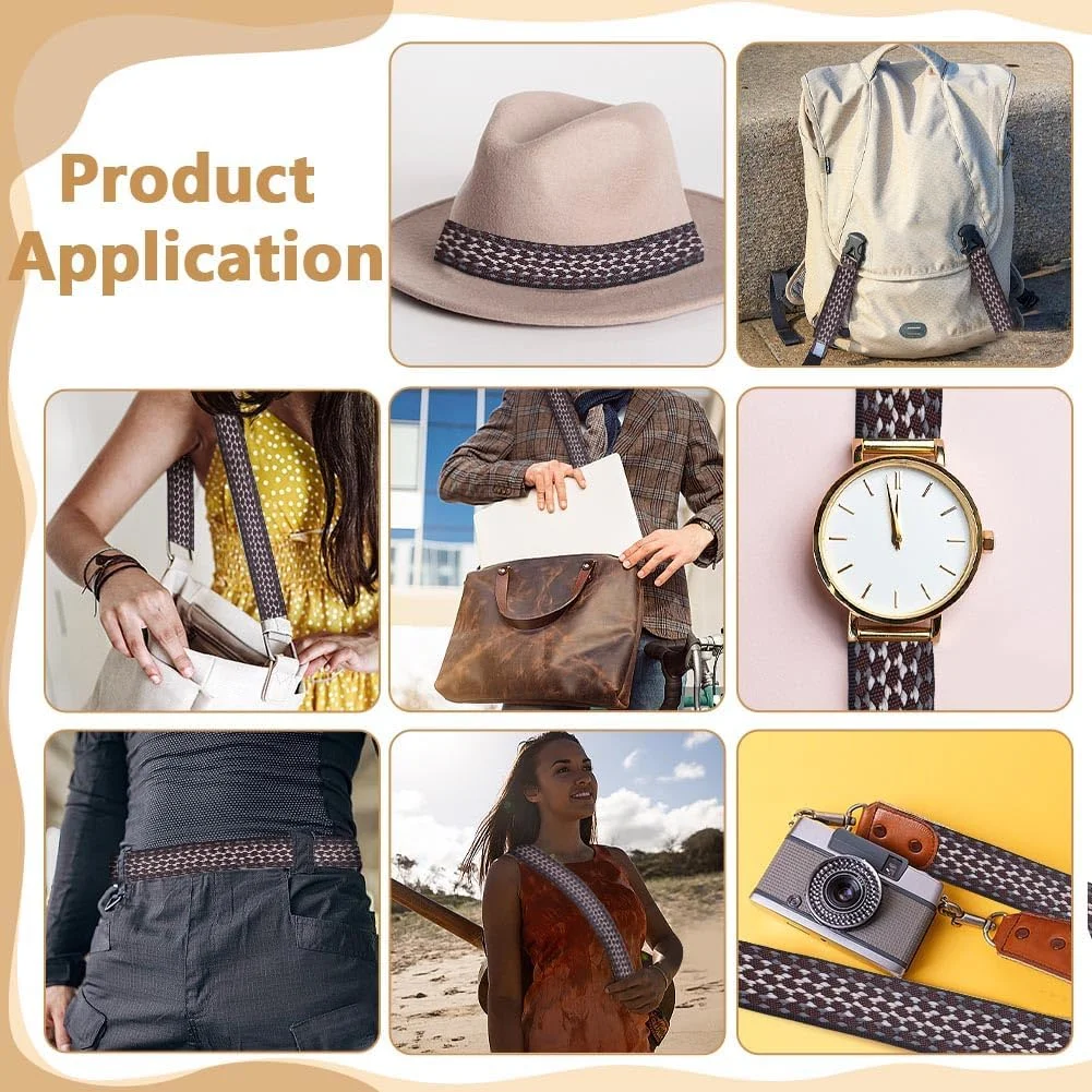 نوار پارچه‌ای طرح‌دار WEBEEDY، 10 یارد، مشکی، نوار روبان ژاکارد، عرض 3.8 سانتی‌متر، مناسب برای دسته‌های کیف، کیف پول، کلاه، لباس، خیاطی و کاردستی DIY