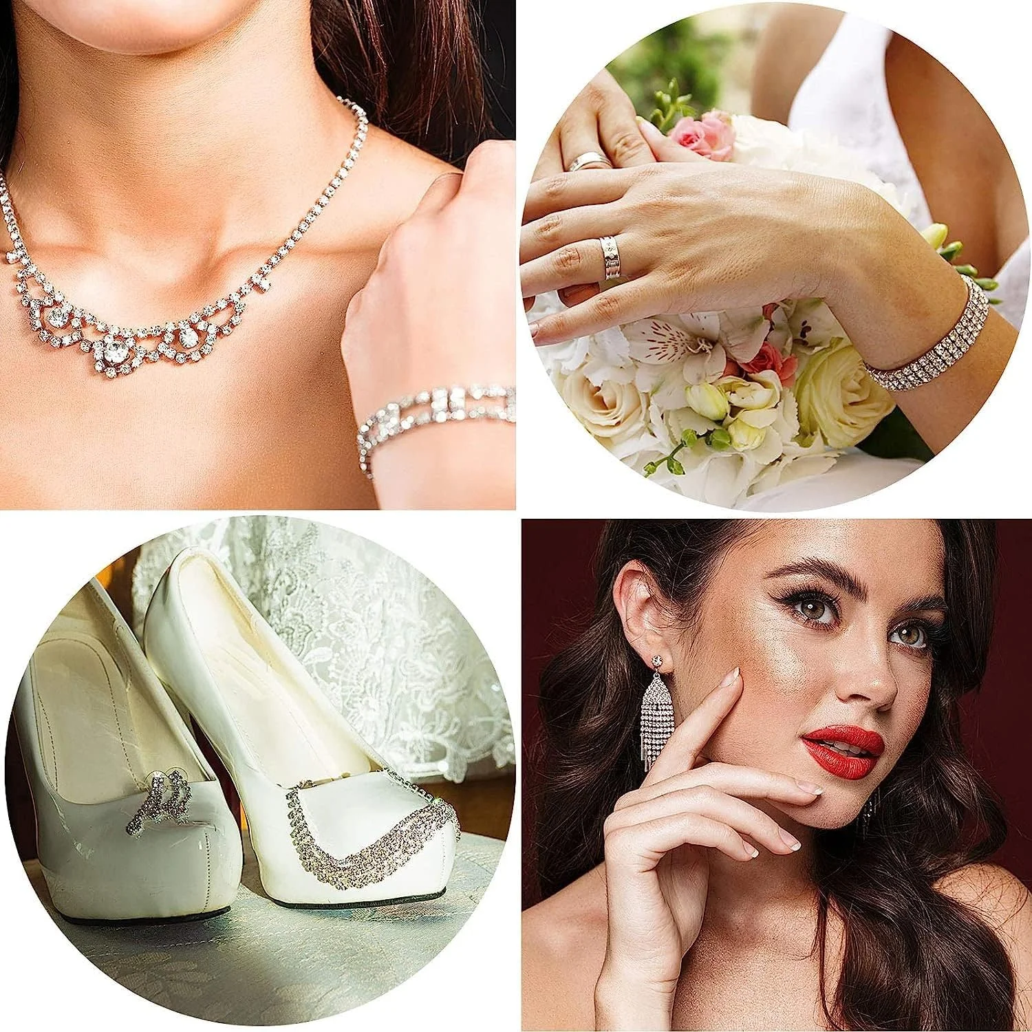 روبان های نگین دار خود چسب SYOSI، 4 یارد 4 مدل روبان نگین دار کریستالی براق، روبان های توری برای تزئینات لباس منزل، هنرهای دستی DIY تزئین تلفن ماشین، برای جشن تولد عروسی