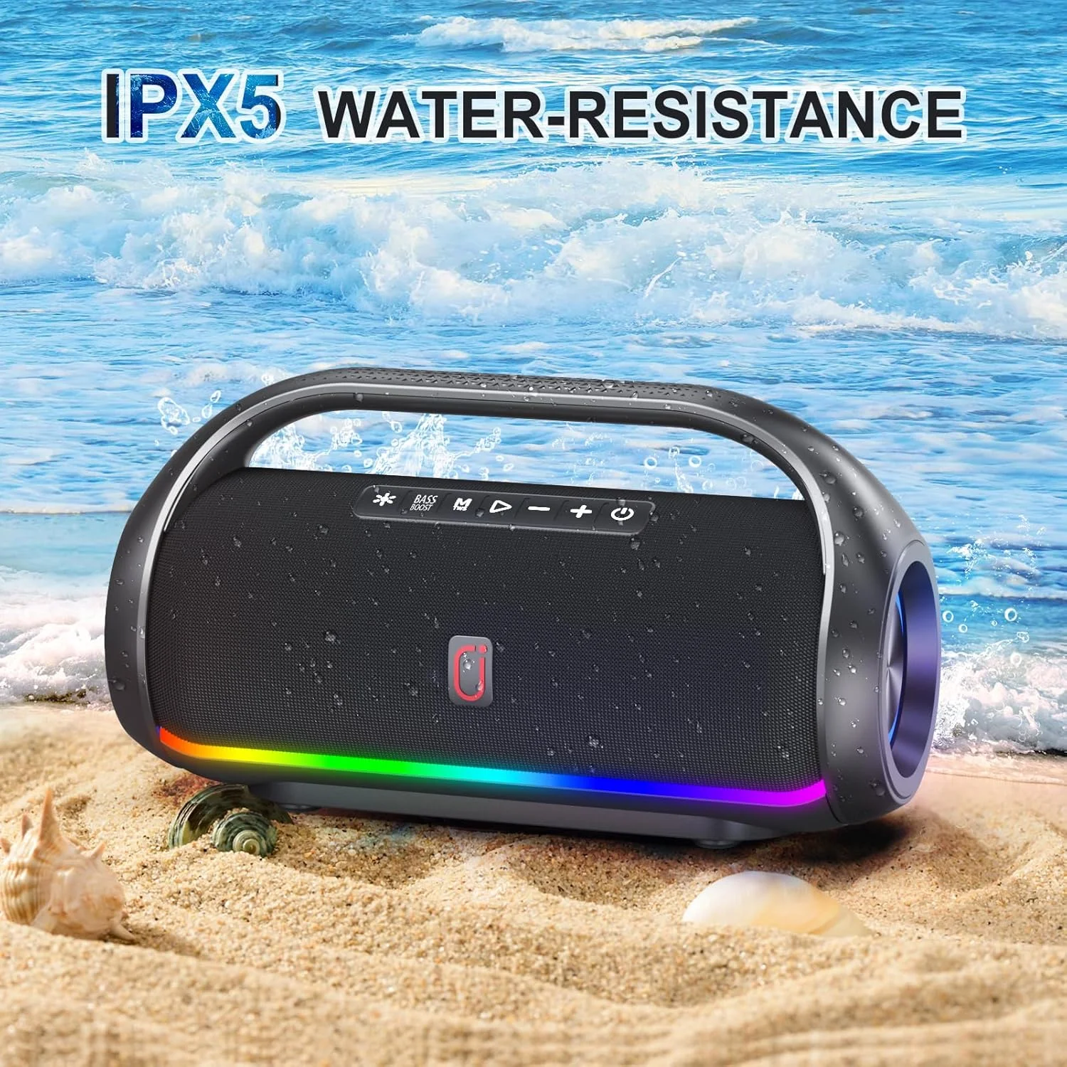 اسپیکر بلوتوثی قابل حمل JYX، ضد آب IPX5، نور دیسکو، صدای استریو باس قدرتمند، پشتیبانی از کارت USB/TF/AUX/FM/TWS، برای فضای باز/کمپینگ/ساحل اسپیکر بلوتوثی قابل حمل JYX، ضد آب IPX5، نور دیسکو، صدای استریو باس قدرتمند، پشتیبانی از کارت USB/TF/AUX/FM/TWS، برای فضای باز/کمپینگ/ساحل