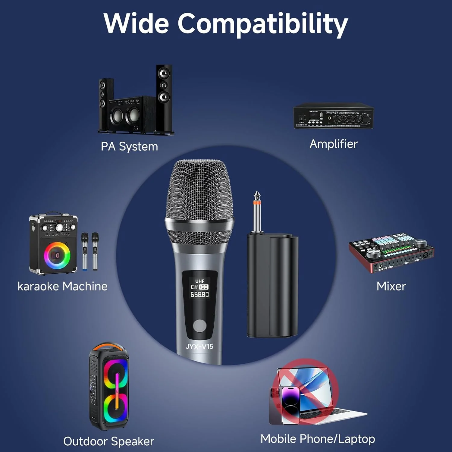 میکروفون بی سیم JYX، میکروفون دینامیک بی سیم دستی فلزی UHF قابل شارژ با گیرنده، مناسب برای کارائوکه خانگی، سخنرانی، کلیسا، عروسی، بلندگو، مهمانی (برد 160 فوت) میکروفون بی سیم JYX، میکروفون دینامیک بی سیم دستی فلزی UHF قابل شارژ با گیرنده، مناسب برای کارائوکه خانگی، سخنرانی، کلیسا، عروسی، بلندگو، مهمانی (برد 160 فوت)