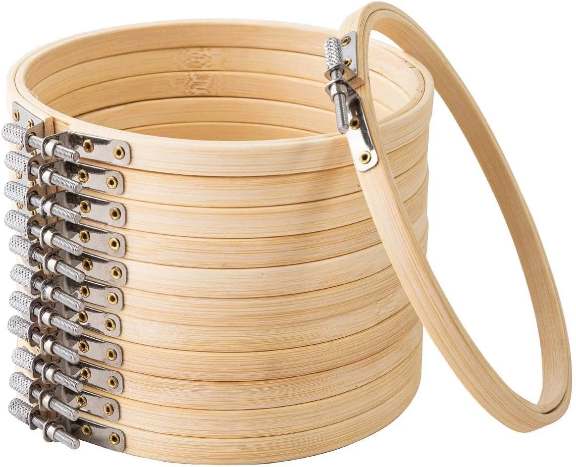 کارگاه گلدوزی KASTWAVE، 12 عدد کارگاه چوبی بامبو گرد 30 سانتی متری برای گلدوزی، باز و بسته کردن آسان