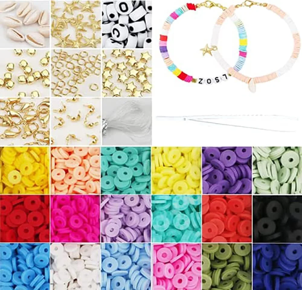 ست مهره های دانه ای KASTWAVE برای ساخت جواهرات، لوازم ساخت دستبند - با مهره های شیشه ای تراش خورده، حلقه گوشواره، سیم مسی، نخ و آویز برای حلقه های DIY، مهره های کمری، گوشواره، گردنبند هدیه