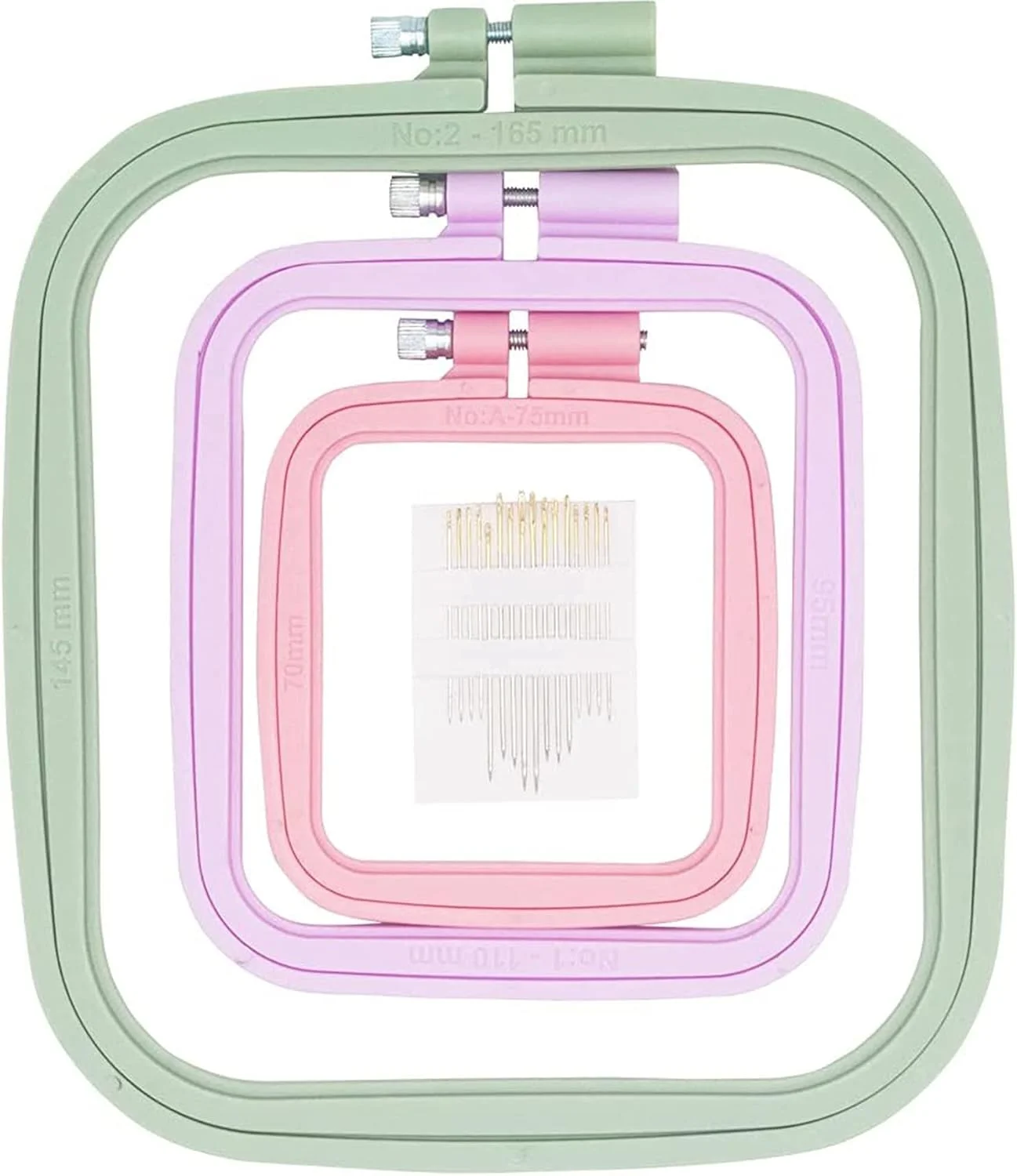 کارگاه گلدوزی مربع KASTWAVE، 3 سایز، 3 عددی، حلقه گلدوزی پلاستیکی ABS برای گلدوزی، شماره دوزی و خیاطی صنایع دستی DIY