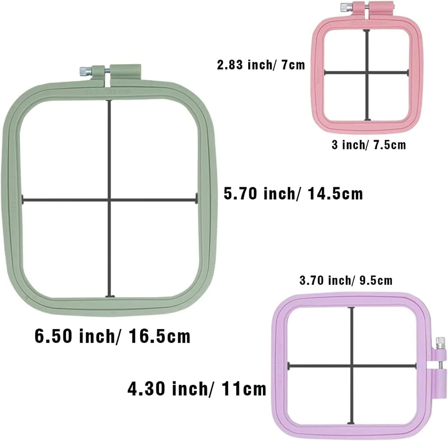 کارگاه گلدوزی مربع KASTWAVE، 3 سایز، 3 عددی، حلقه گلدوزی پلاستیکی ABS برای گلدوزی، شماره دوزی و خیاطی صنایع دستی DIY