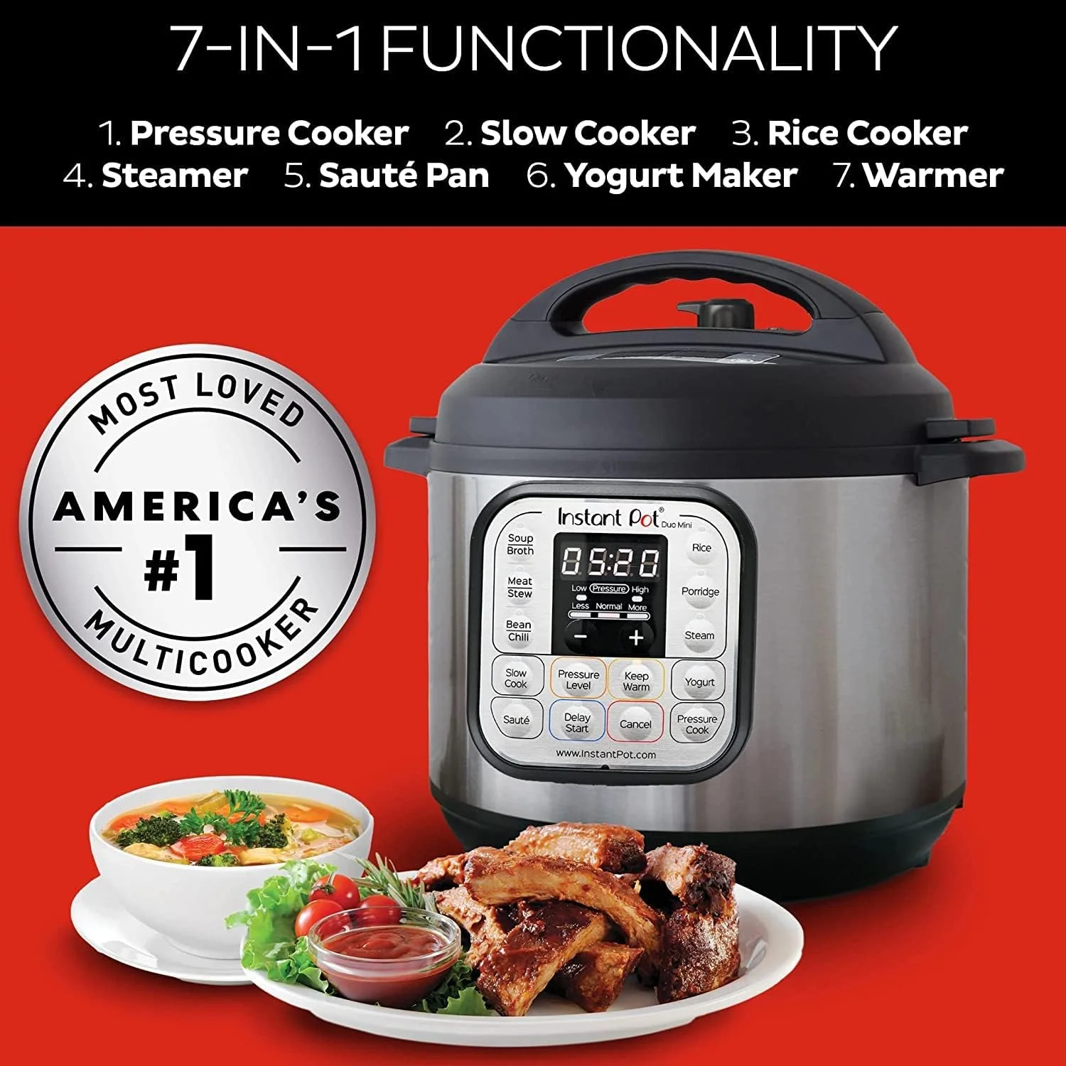 زودپز Instant Pot Duo 8، چندکاره هوشمند 7 در 1 با توان 1200 وات، پلوپز برقی 8 لیتری، آرام پز، پلوپز، تابه سرخ کن، ماست ساز، بخارپز، گرم نگهدارنده غذا، 1 سال گارانتی سازنده زودپز Instant Pot Duo 8، چندکاره هوشمند 7 در 1 با توان 1200 وات، پلوپز برقی 8 لیتری، آرام پز، پلوپز، تابه سرخ کن، ماست ساز، بخارپز، گرم نگهدارنده غذا، 1 سال گارانتی سازنده