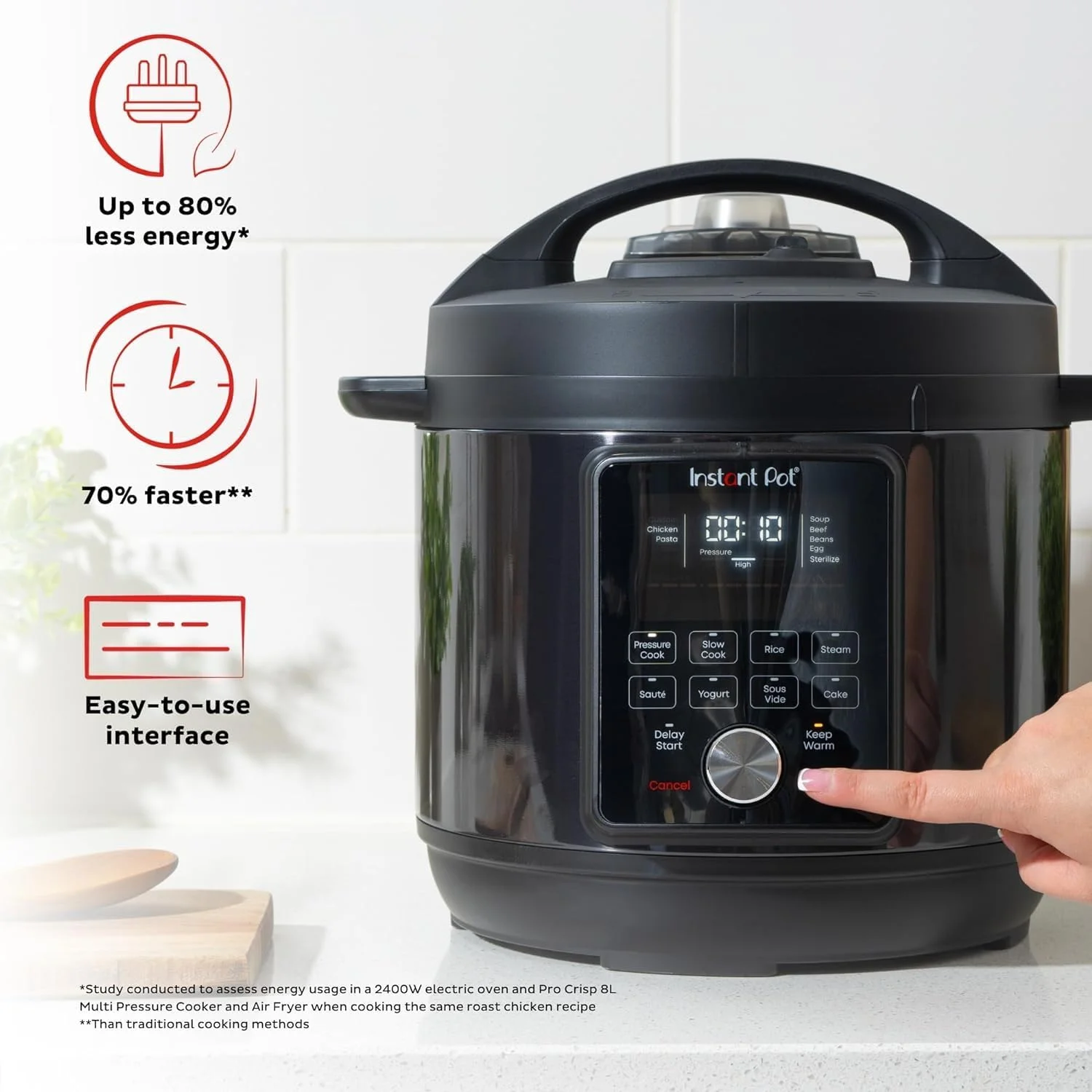 زودپز چندکاره Instant Pot Duo Plus با عملکرد فوق العاده آرام 9 در 1: پخت تحت فشار، پخت آرام، پخت برنج، بخارپز، تفت دادن، تهیه ماست، سو وید، پخت کیک، گرم نگه داشتن. درب قابل شستشو در ماشین ظرفشویی، 2 سال گارانتی سازنده