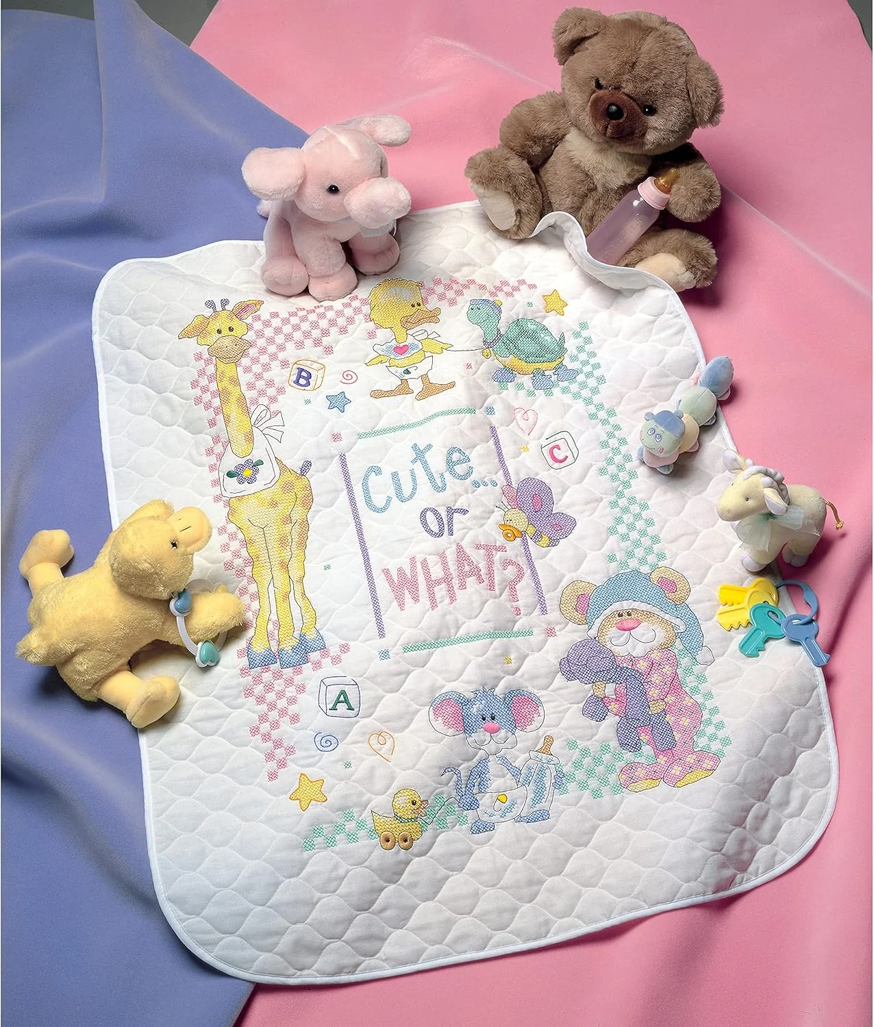 کیت کوسن دوزی ابعادی طرح 'Cute or What?'، لحاف بچه دست دوز، 86 در 109 سانتی متر کیت کوسن دوزی ابعادی طرح 'Cute or What?'، لحاف بچه دست دوز، 86 در 109 سانتی متر