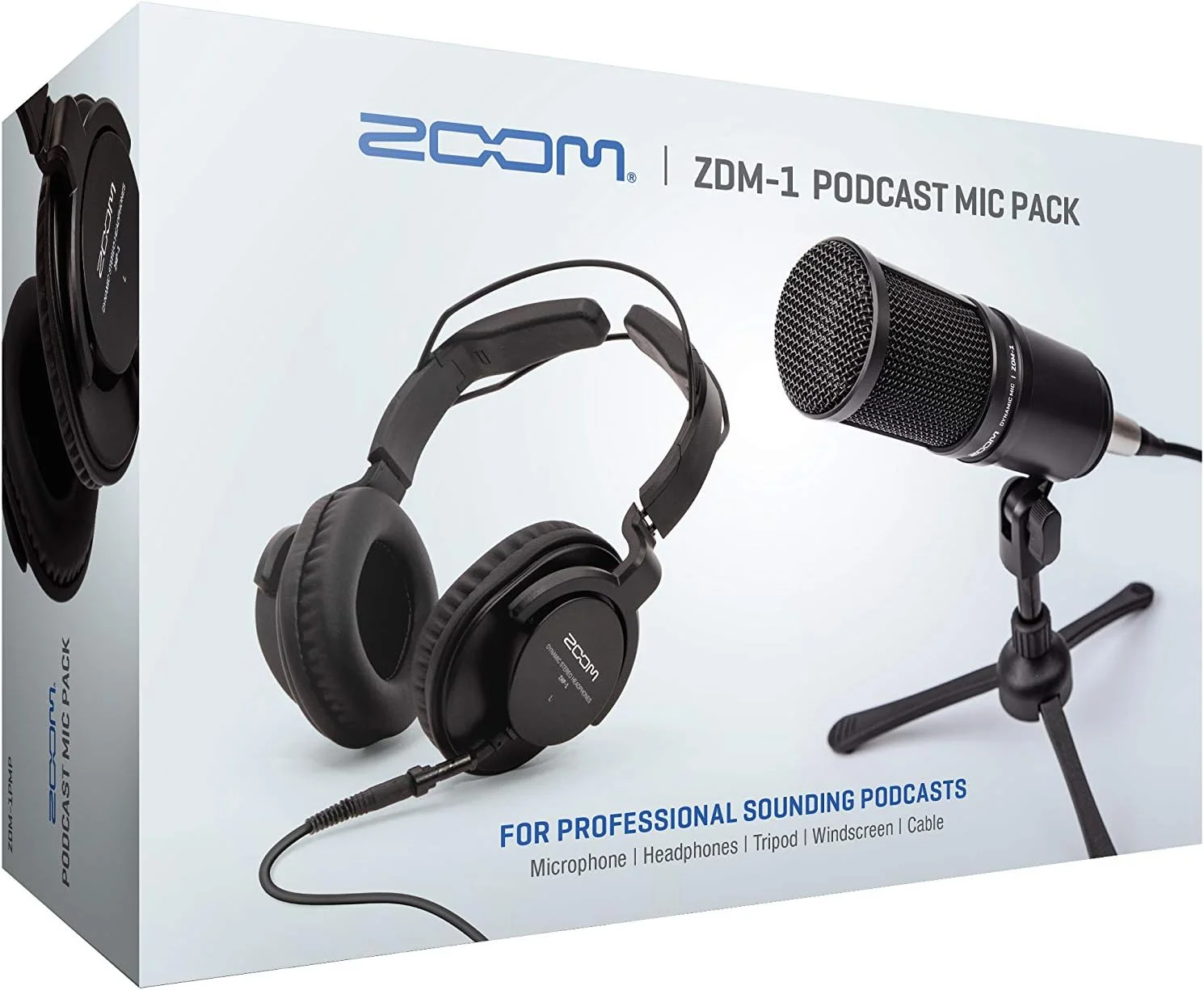 پکیج میکروفون پادکست Zoom Zdm-1، میکروفون دینامیک پادکست، هدفون، سه پایه، بادگیر، کابل XLR، برای ضبط پادکست
