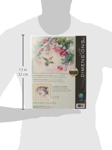 کیت کوک صلیبی چاپی Dimensions طرح مرغ مگس خوار و گل های فوشیا، 35.5 * 30.5 سانتی متر کیت کوک صلیبی چاپی Dimensions طرح مرغ مگس خوار و گل های فوشیا، 35.5 * 30.5 سانتی متر