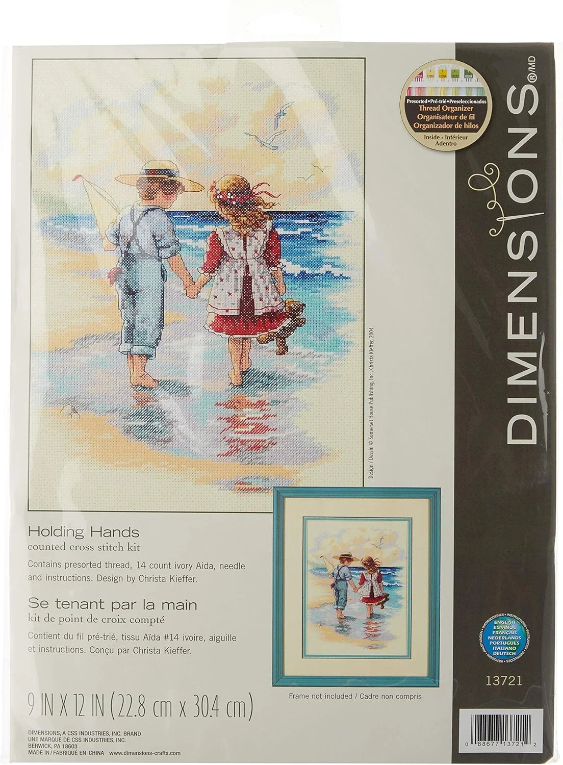 کیت گلدوزی شمارشی «دست در دست» Dimensions، آیدا 14 شمارشی عاجی، 23 × 30 سانتی‌متر