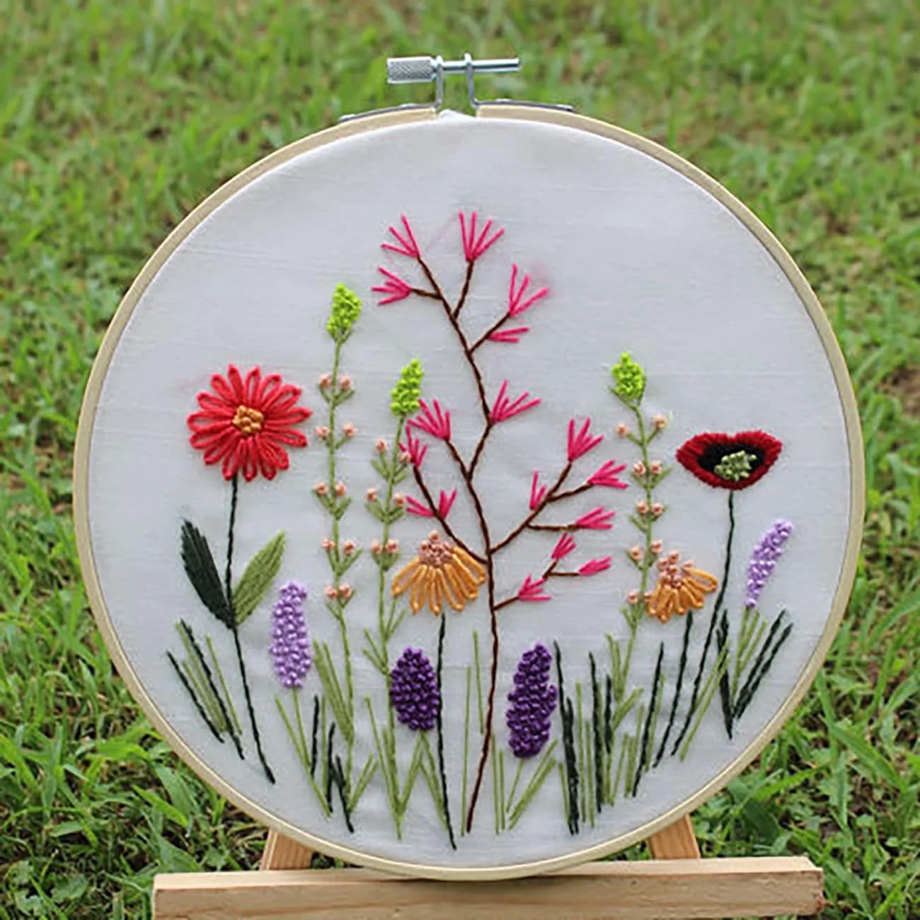 ست 4 عددی کیت گلدوزی چمن و گل SKEIDO، سرگرم کننده برای مبتدیان، کیت کوک صلیبی، آموزش مبتدیان، ابزار محبوب گلدوزی DIY، کیت صنایع دستی دست ساز 20 سانتی متر