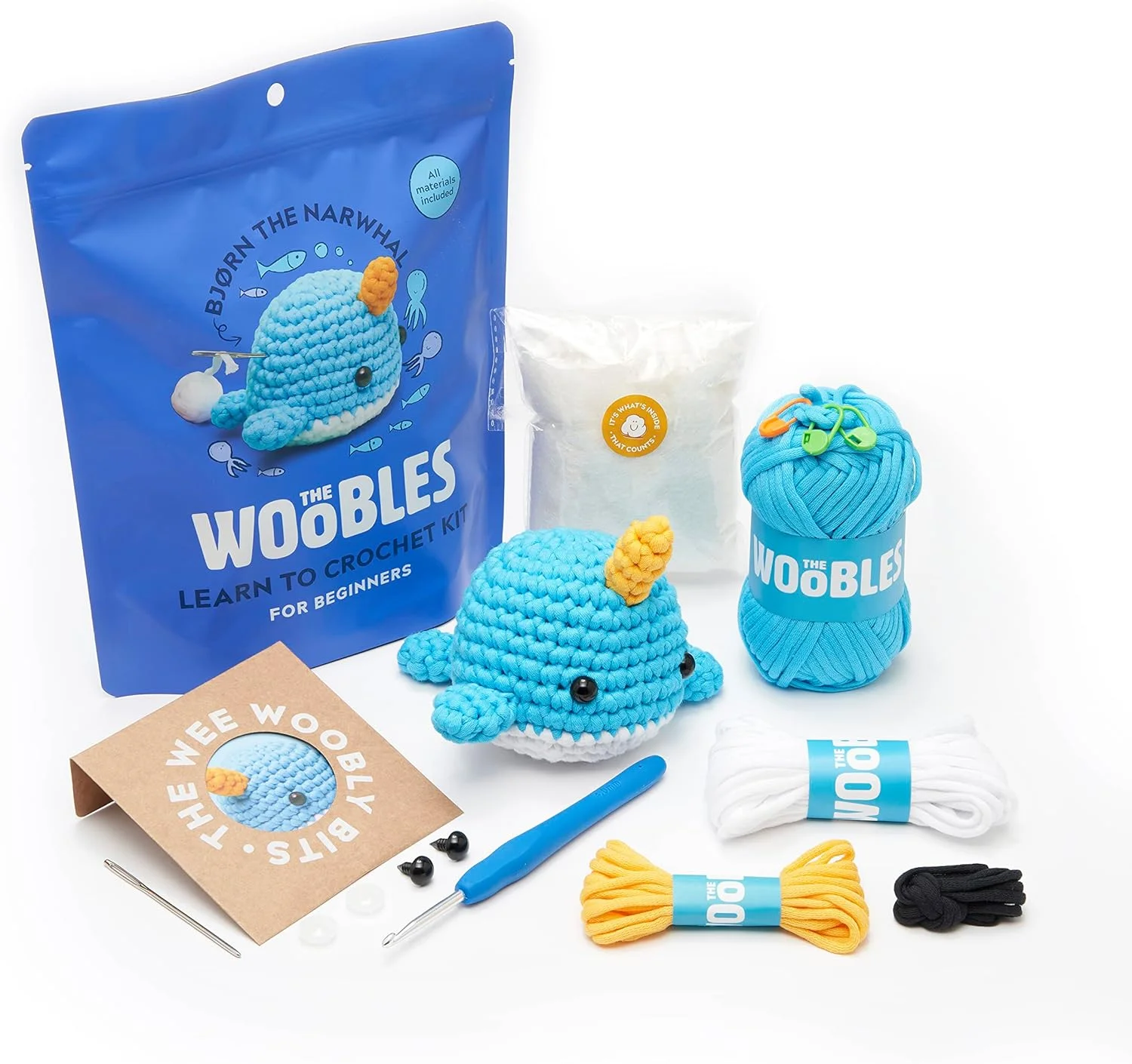 ست قلاب بافی مبتدی Woobles با نخ Easy Peasy، همانطور که در Shark Tank دیده شد - ست قلاب بافی برای مبتدیان با آموزش های ویدئویی گام به گام - بیورن نهنگ تک شاخ