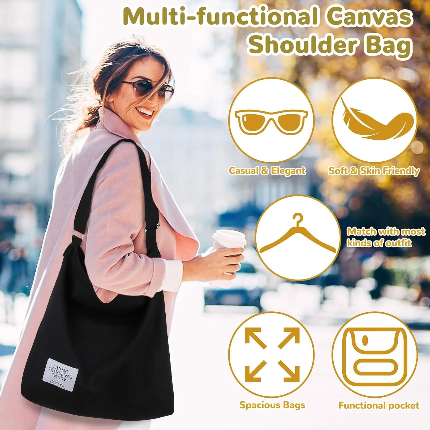 ست قلاب بافی مبتدی MAKINGTEC - 70 تکه برای بزرگسالان و کودکان. شامل 16 کلاف نخ، ست قلاب بافی، کیف دستی بوم. ست کامل لوازم بافندگی و قلاب بافی (مشکی)