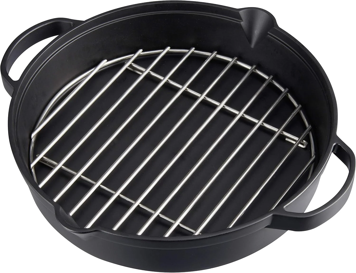 تابه چدنی کمپینگاز با توری گریل استیل، تابه بزرگ و گرد برای باربیکیو، قطر 31.6 سانتی متر