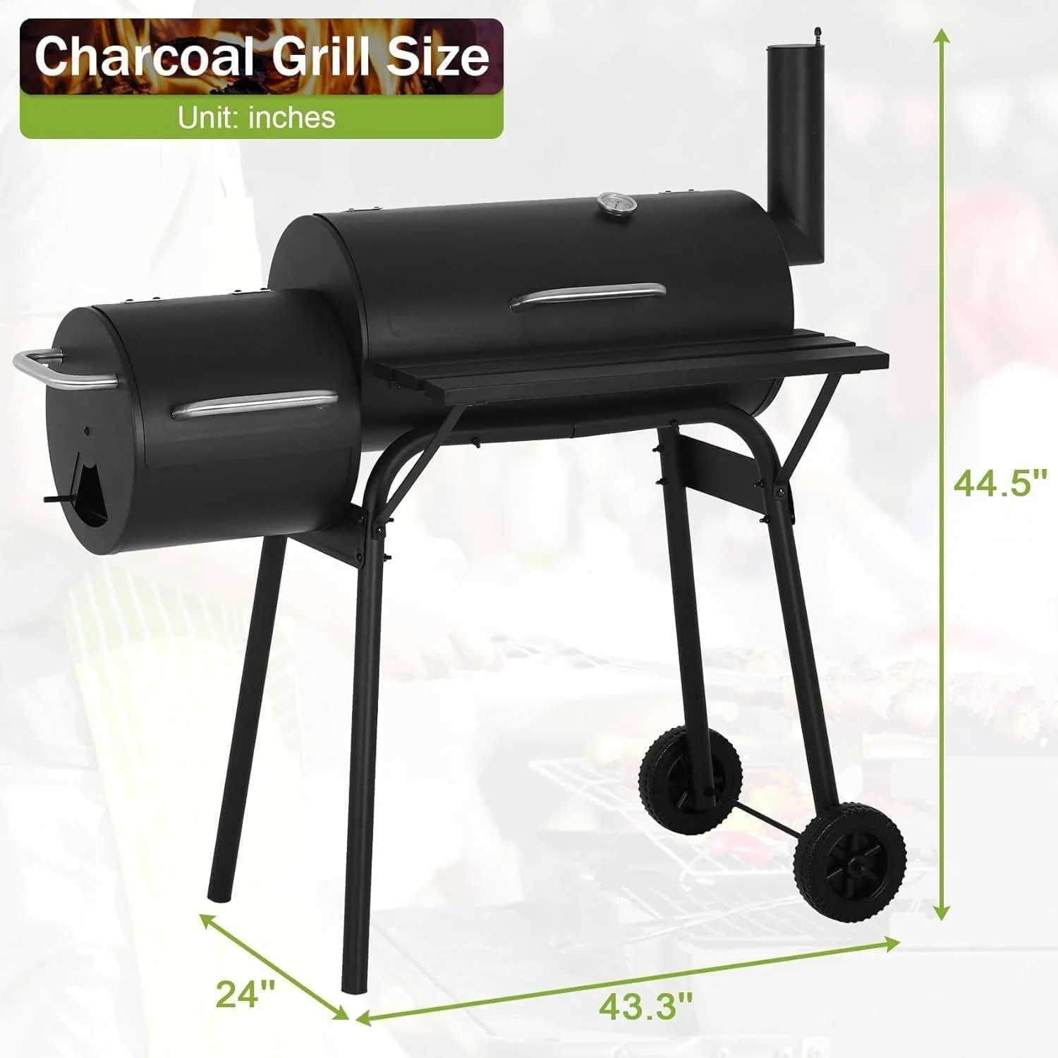 باربیکیو ذغالی MOMENT با اسموکر جانبی، 110 x 53 x 116 سانتیمتر، سطح پخت و پز، باربیکیو فضای باز با میز جانبی برای حیاط خلوت، پاسیو و مهمانیها، مشکی باربیکیو ذغالی MOMENT با اسموکر جانبی، 110 x 53 x 116 سانتیمتر، سطح پخت و پز، باربیکیو فضای باز با میز جانبی برای حیاط خلوت، پاسیو و مهمانیها، مشکی