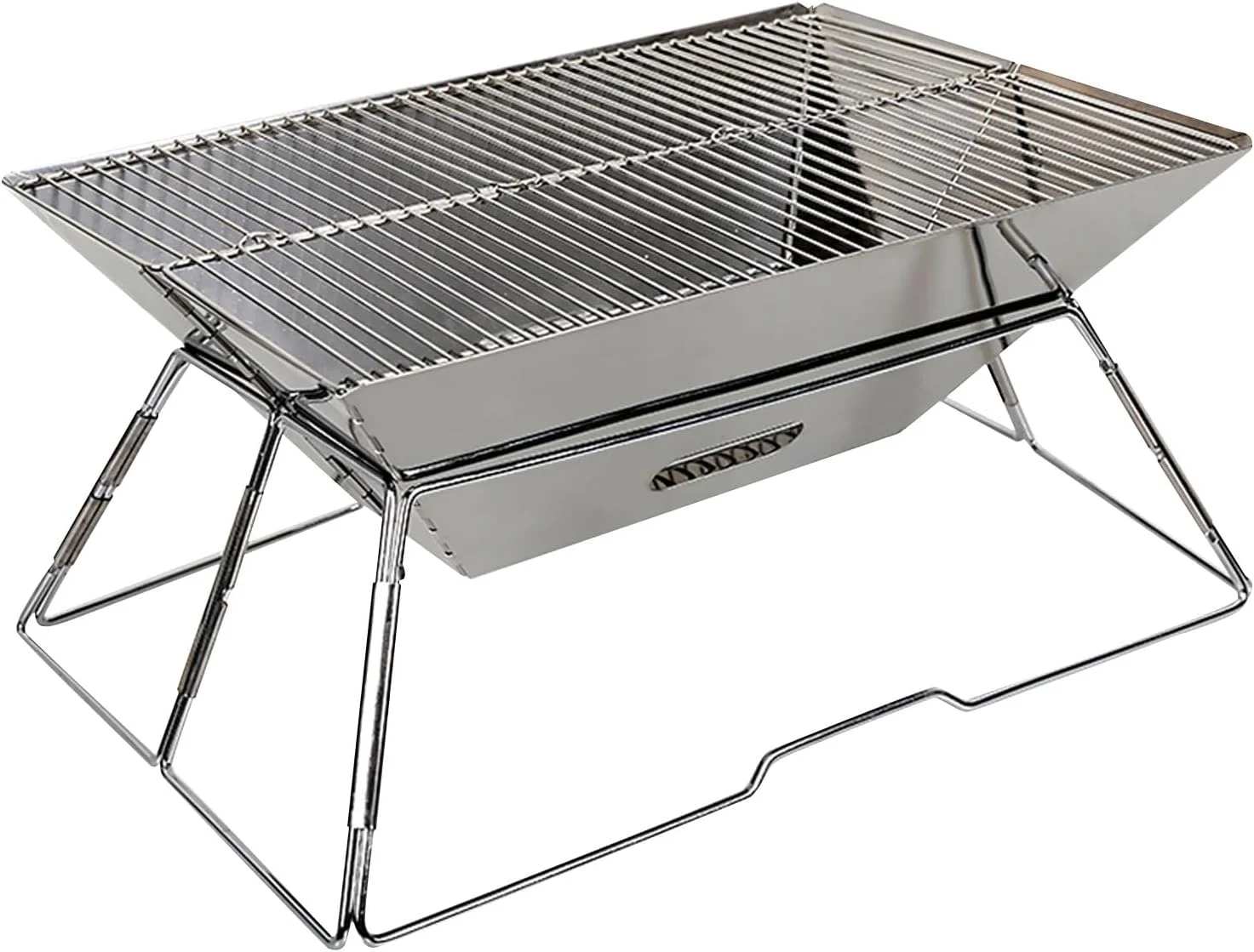 اجاق گاز باربیکیو تاشو فضای باز Beauenty، گریل های باربیکیو کمپینگ، گریل هیزمی، اجاق گاز ذغالی استیل ضد زنگ قابل حمل برای کمپینگ، پیک نیک، پیاده روی (AC-03)