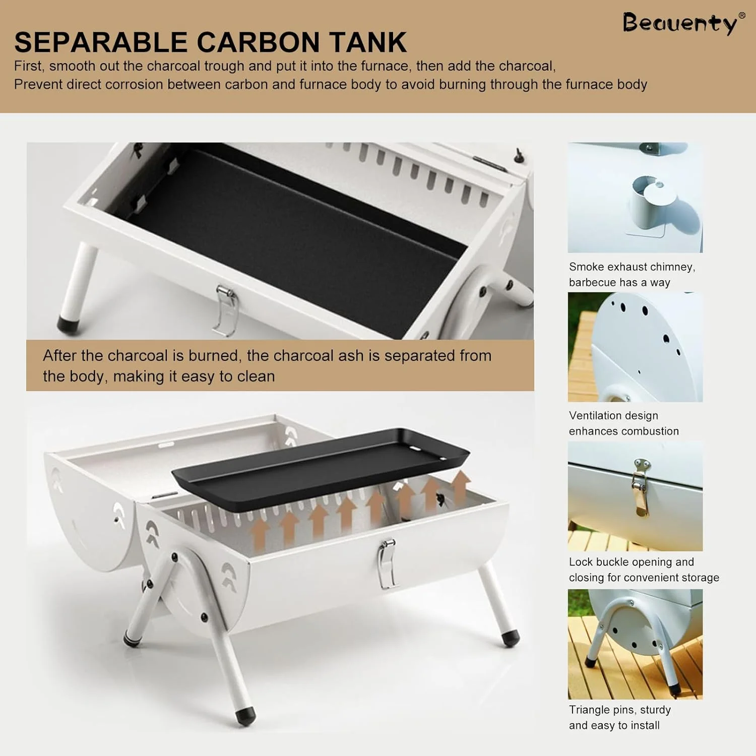 باربیکیو Beauenty، مجموعه گریل ذغالی، گریل تاشو کمپینگ در فضای باز، گریل دو طرفه قابل حمل با تابه پخت، پخت و پز در فضای باز پیک نیک پاسیو حیاط خلوت (مدل 1)