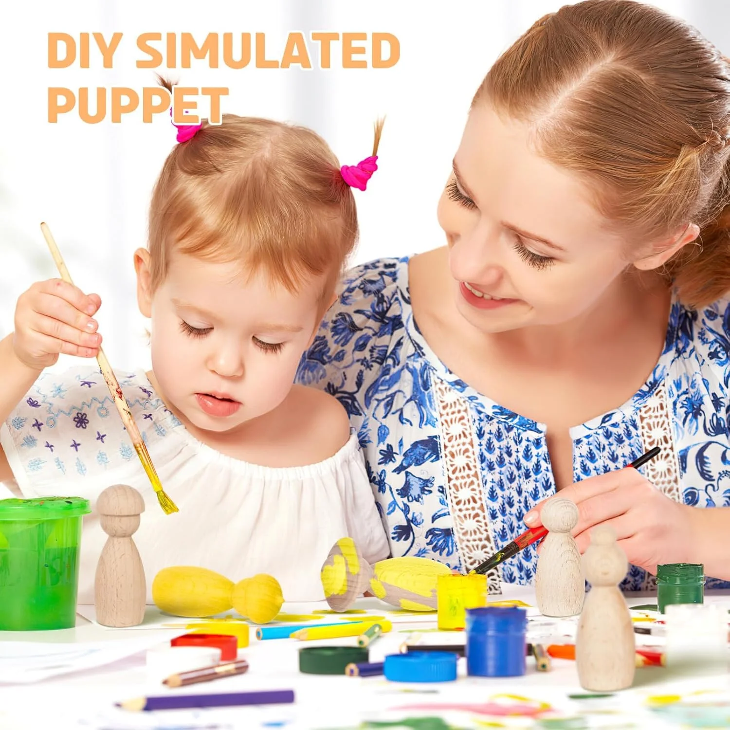 عروسک های چوبی گیره ای ناتمام - 5 عدد آدمک چوبی طبیعی برای نقاشی، کاردستی، پروژه های هنری کودکان، دکوراسیون منزل و تزئینات مهمانی