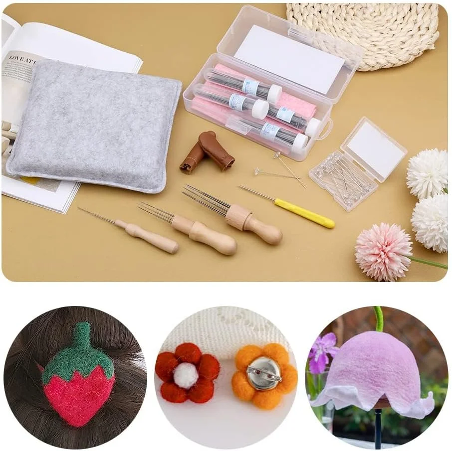 ست ابزار سوزن نمدی KASTWAVE، 148 قطعه لوازم نمد دوزی، کیت نمد دوزی سوزنی، با 4 سایز سوزن نمد دوزی، پد نمد دوزی برای کاردستی DIY، مبتدی حرفه ای