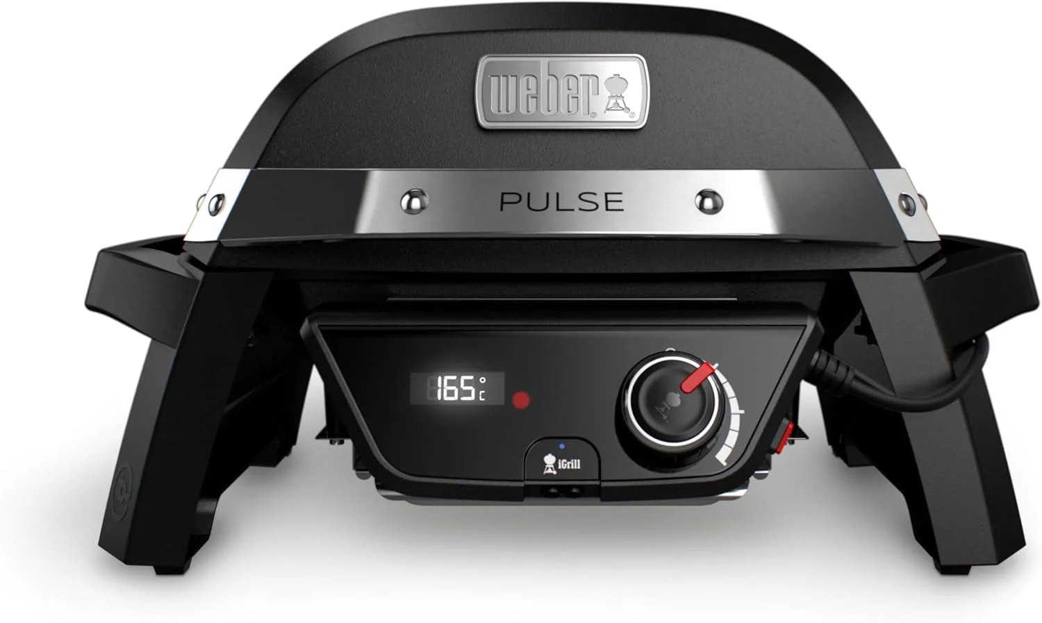 باربیکیو برقی Weber Pulse 1000، سطح گریل 41 x 31 سانتی متر، دماهای بالای 300 درجه سانتیگراد، کنترلر و دماسنج دیجیتال دما، گریل چدنی با روکش لعابی چینی - مشکی (81010079)