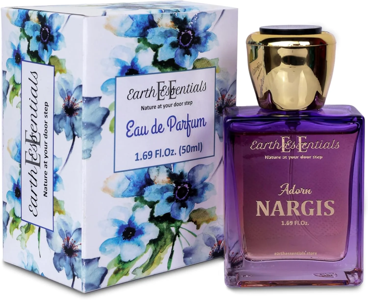 عطر زنانه Earth Essentials Nargis Adorn - رایحه ای طبیعی، ماندگار، گلی و ادویه ای با پایه چوبی، عطری ظریف برای استفاده روزمره، مناسبت های خاص، روز ولنتاین و تولد - 50 میلی لیتر، بسته 1 عددی