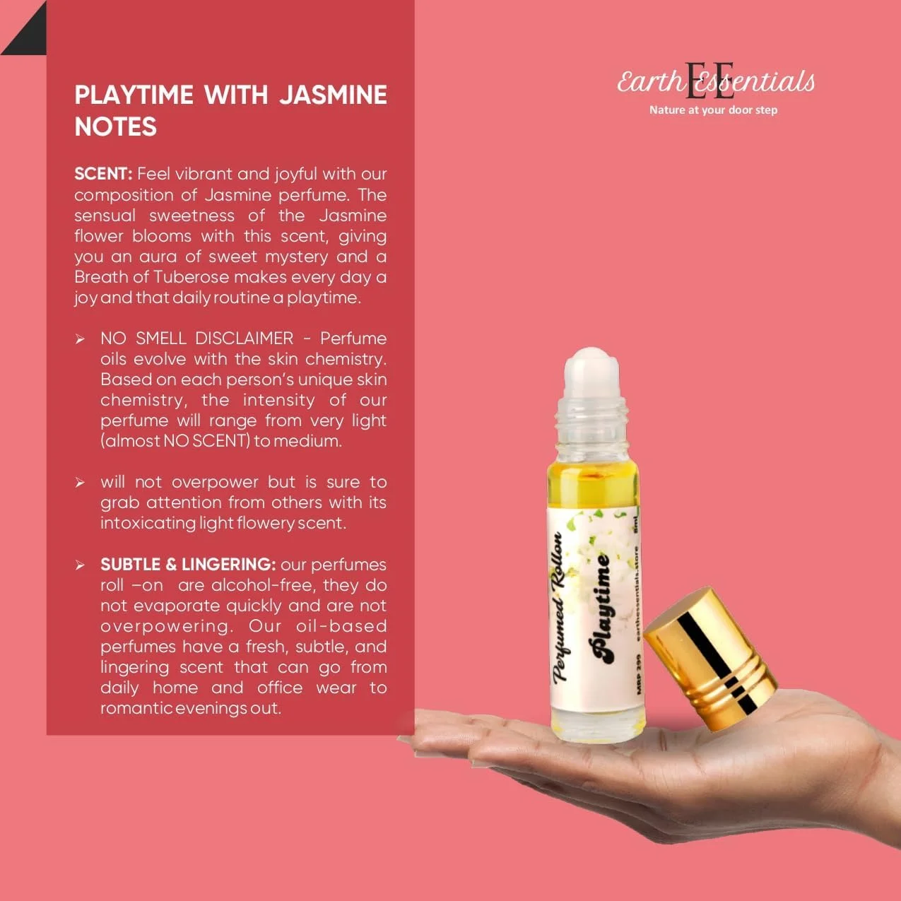 عطر بدن طبیعی Earth Essentials Playtime با رایحه یاس و گل مریم، بدون الکل، ماندگاری طولانی، عطر یونیسکس، ایده آل برای استفاده روزانه، منزل، محل کار و شب های عاشقانه - 8 میلی لیتر، بسته 1 عددی عطر بدن طبیعی Earth Essentials Playtime با رایحه یاس و گل مریم، بدون الکل، ماندگاری طولانی، عطر یونیسکس، ایده آل برای استفاده روزانه، منزل، محل کار و شب های عاشقانه - 8 میلی لیتر، بسته 1 عددی