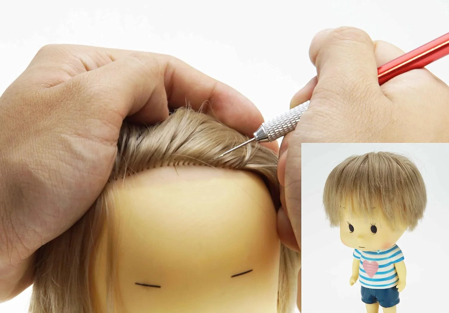 مجموعه ابزار نگهدارنده ریشه مو عروسک XGNG، لوازم ابزار کلاه گیس عروسک دسته DIY، مجموعه نگهدارنده ریشه مو عروسک ابزار ترمیم مو، لوازم جانبی ساخت مو عروسک برای کلاه گیس عروسک دسته DIY